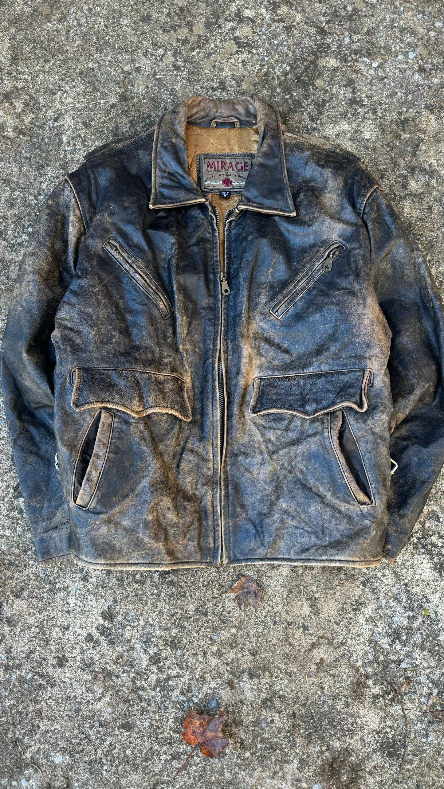 MIRAGE FADED LEATHER JACKET (L)