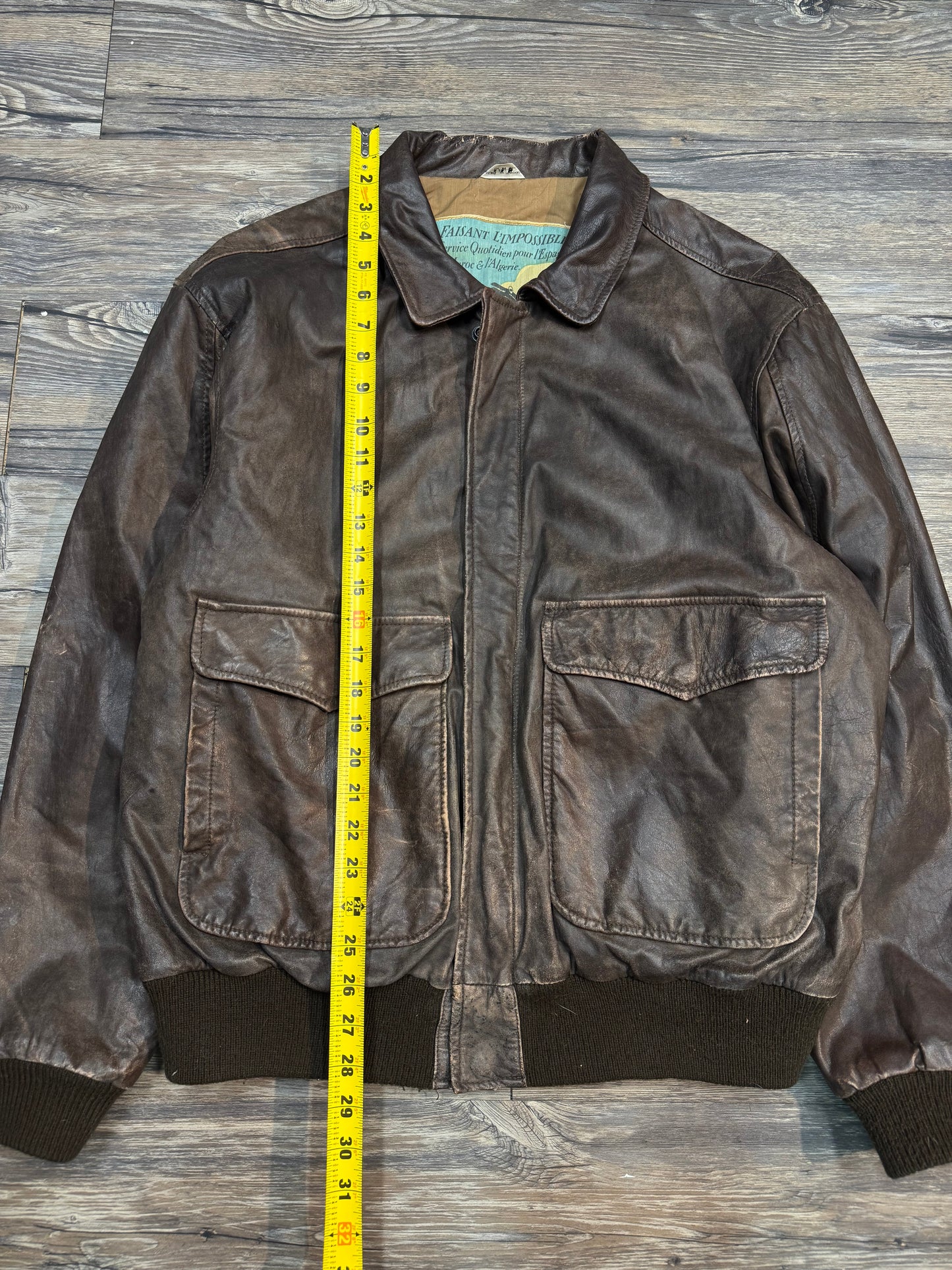 VINTAGE AEROPOSTALE LEATHER AVIATOR JACKET (XL)