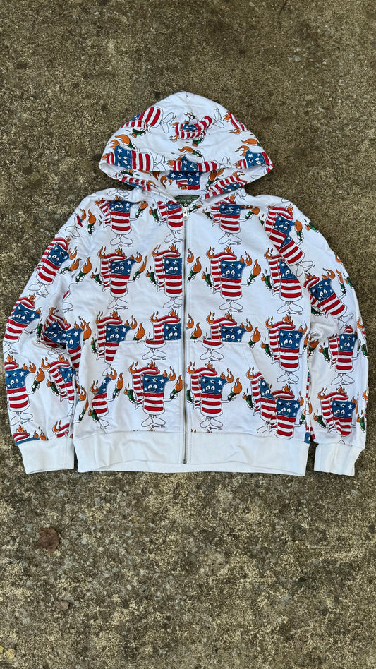 DENIM TEARS AMERICAN FLAG PRINT HOODIE (M)