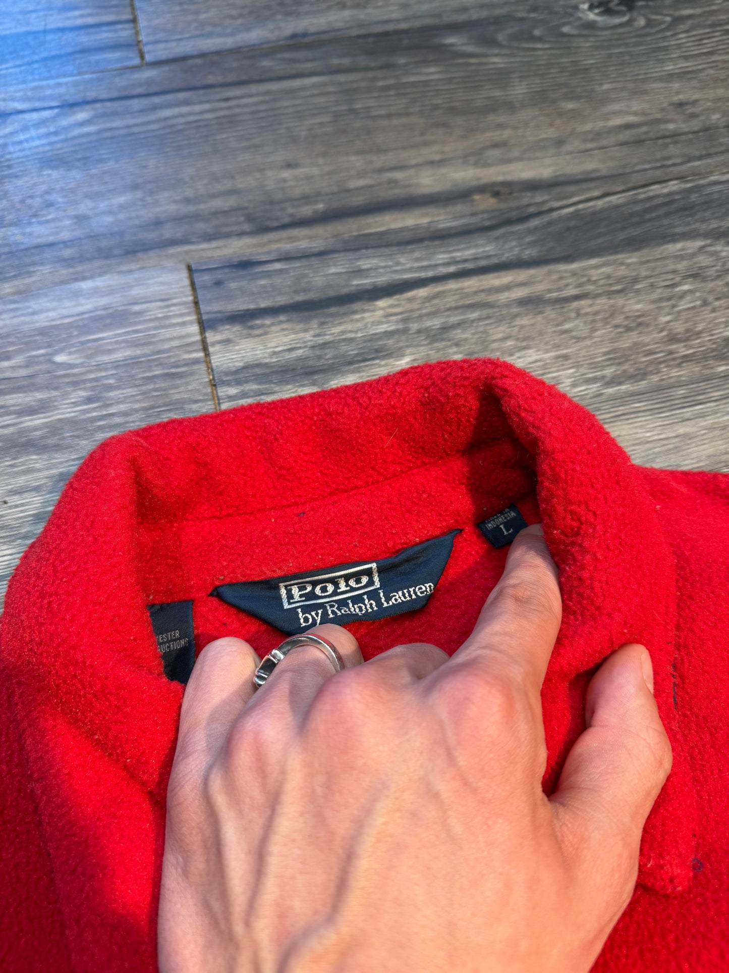 VINTAGE POLO RALPH LAUREN RED FLEECE (L)