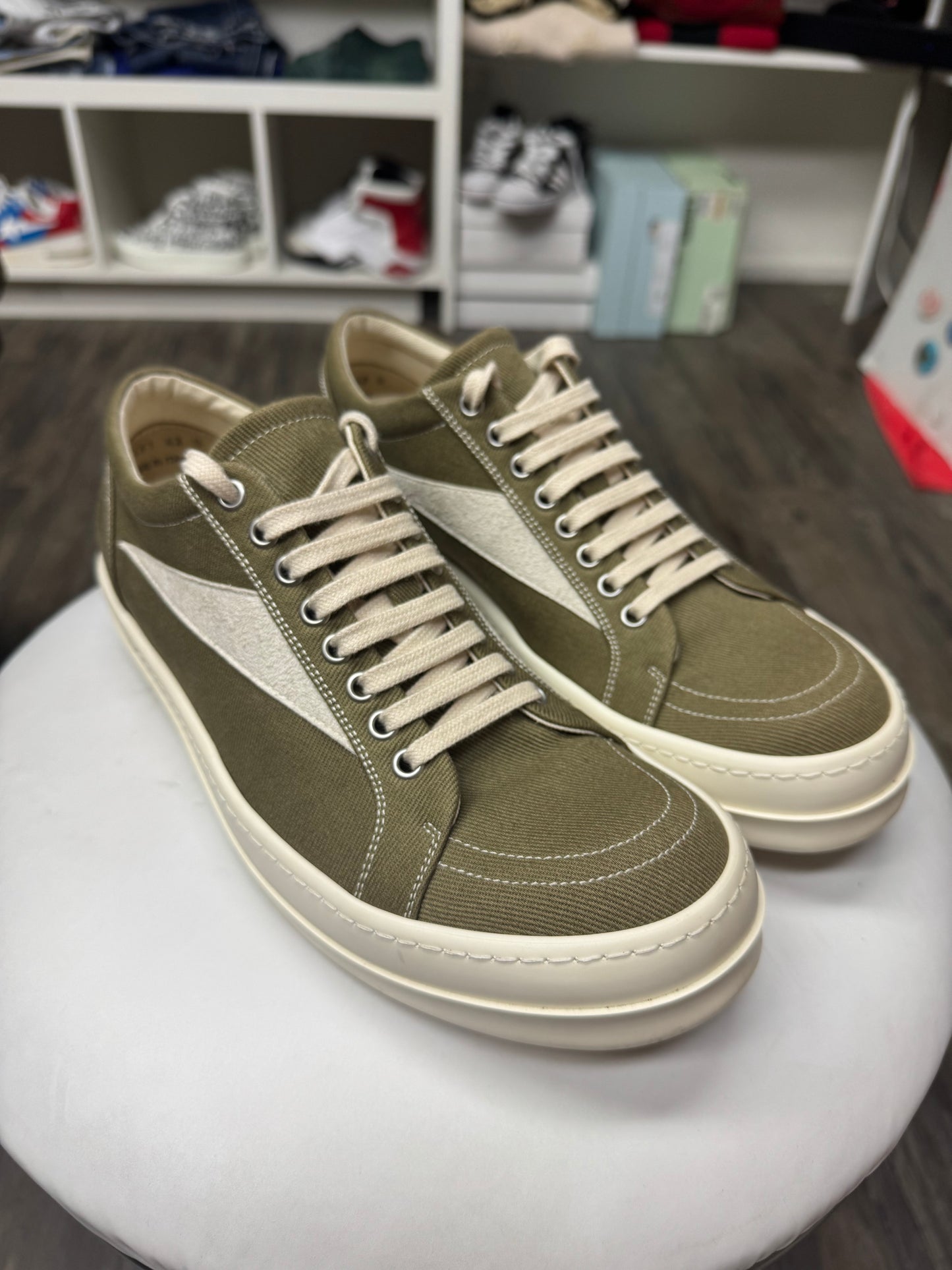 RICK OWENS DRKSHDW VINTAGE SAGE LOW SNEAKERS (42)