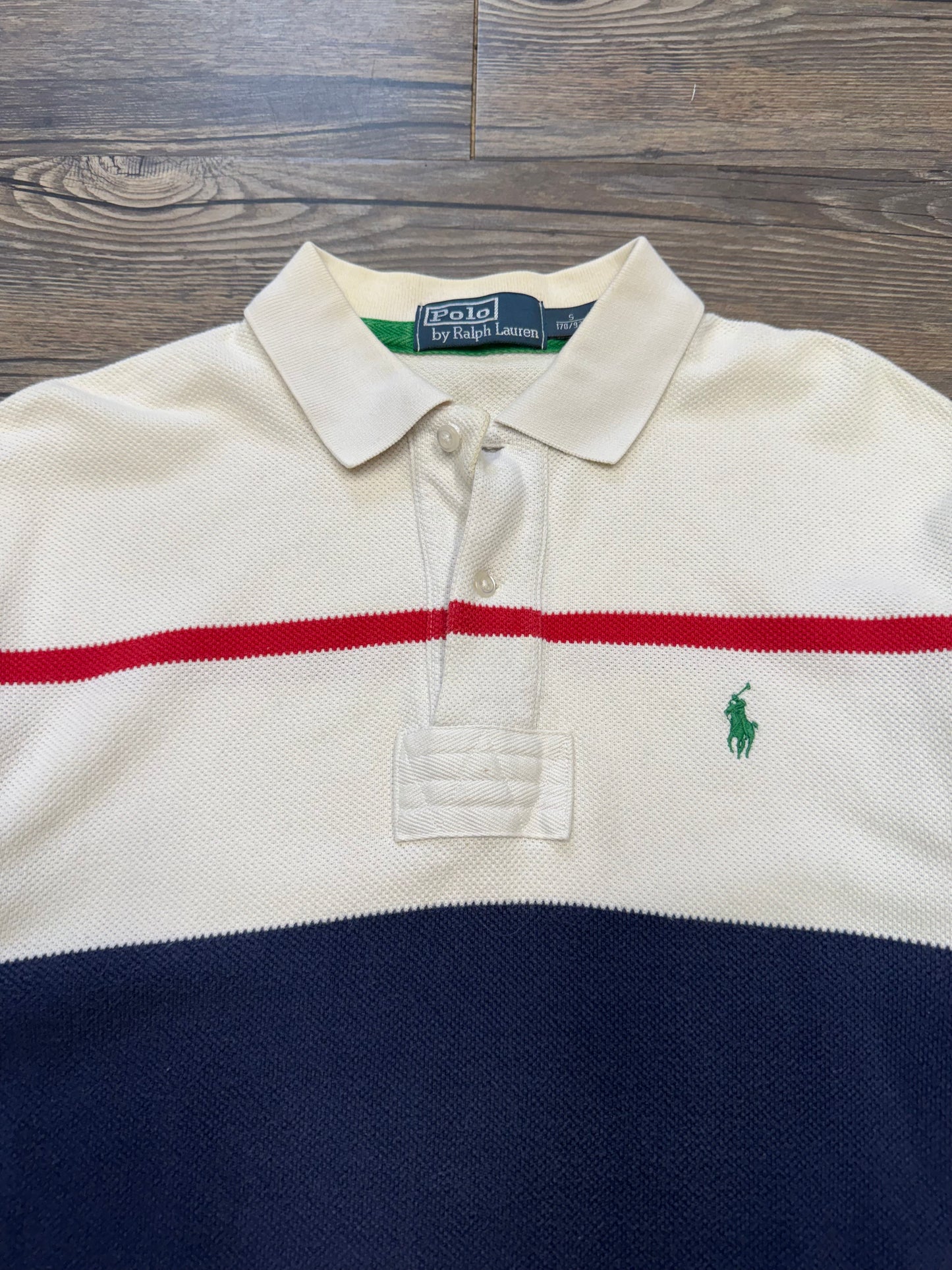 POLO RALPH LAUREN RIBBED STRIPED POLO SHIRT (M)