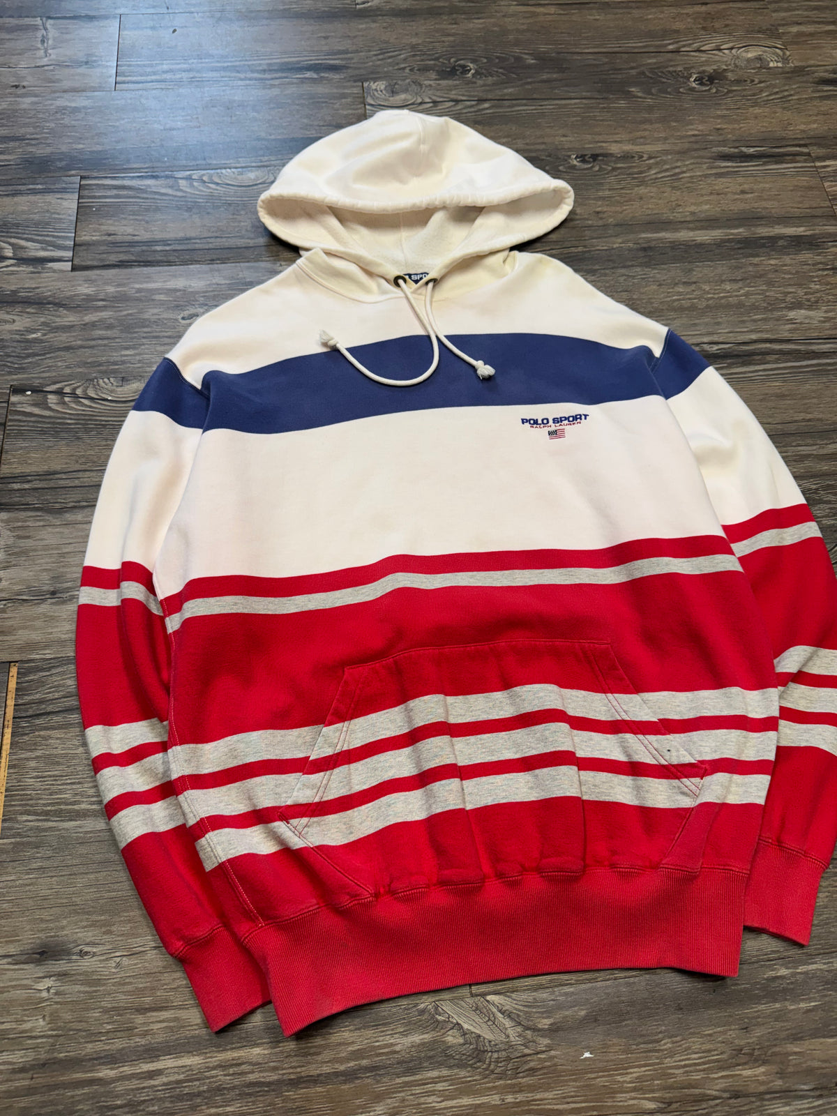 90’s POLO SPORT RALPH LAUREN STRIPED HOODIE (M)