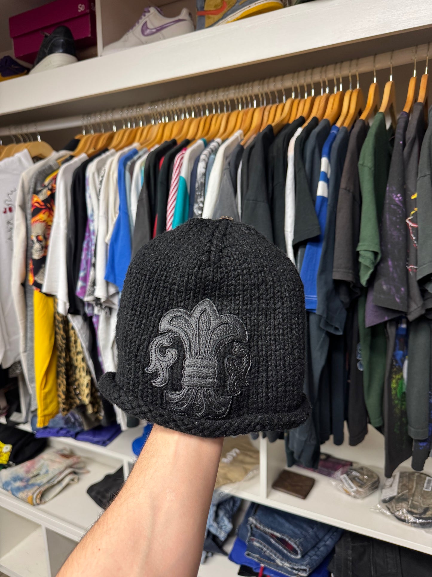 CHROME HEARTS FLEUR DE LIS CASHMERE BEANIE (OS)