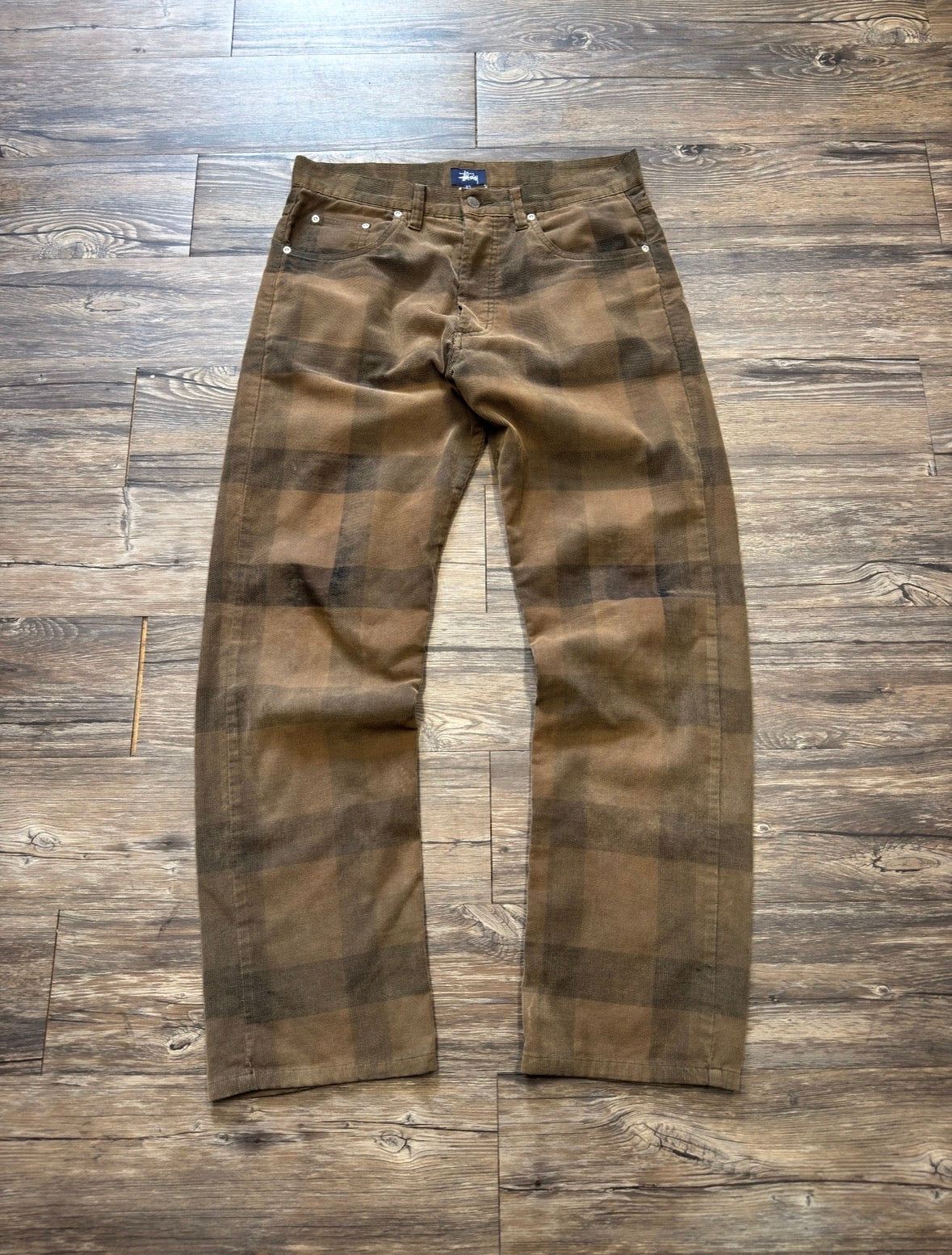 VINTAGE STUSSY PLAID CORDUROY PANTS (32)
