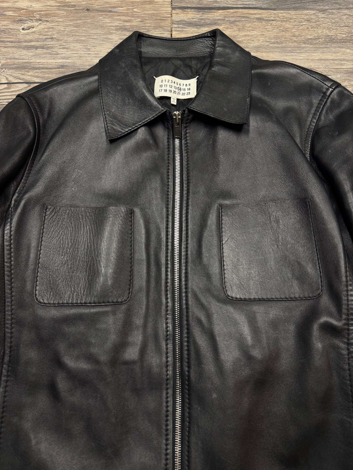 MAISON MARGIELA CALFSKIN LEATHER ZIPUP JACKET (M)