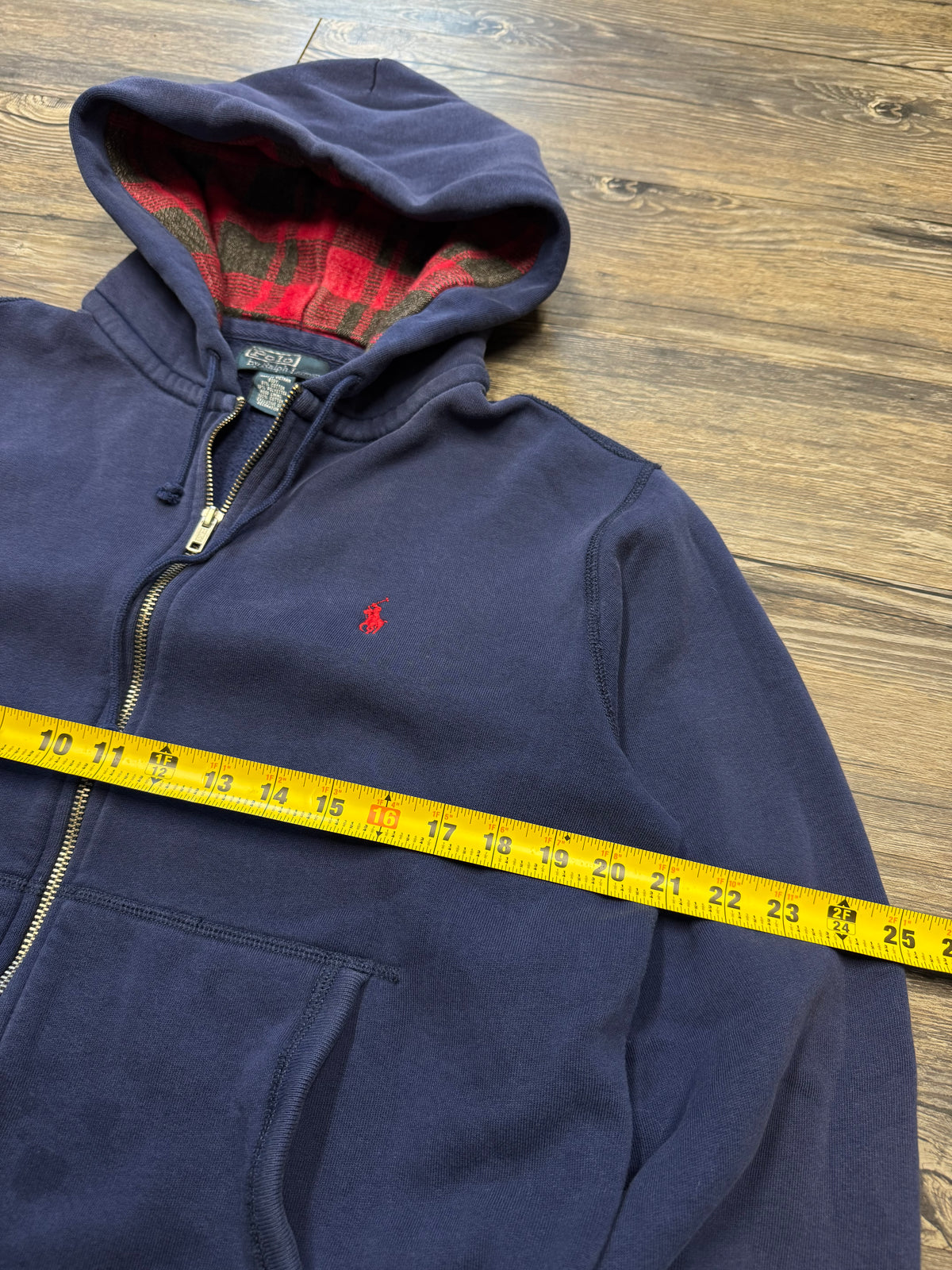 POLO RALPH LAUREN FADED TARTAN HOOD ZIP-UP (M)