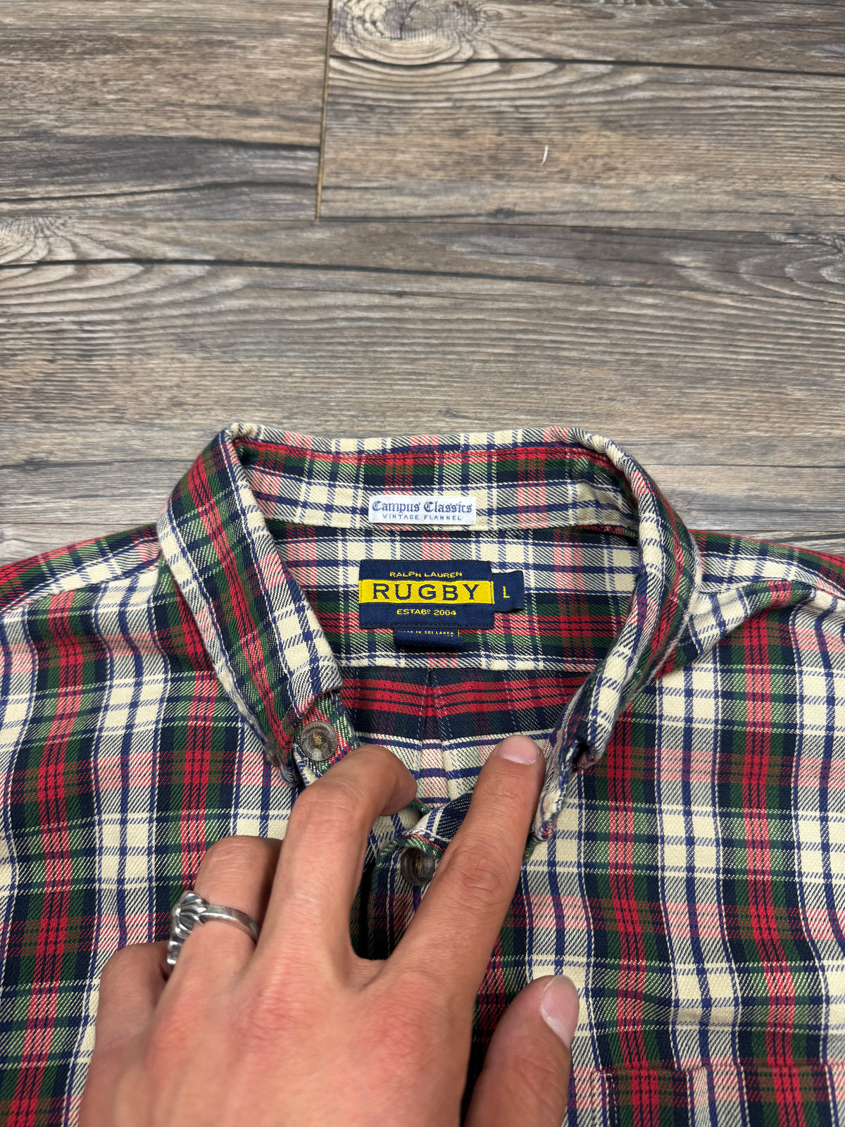 POLO RALPH LAUREN RUGBY BUTTON UP FLANNEL (L)