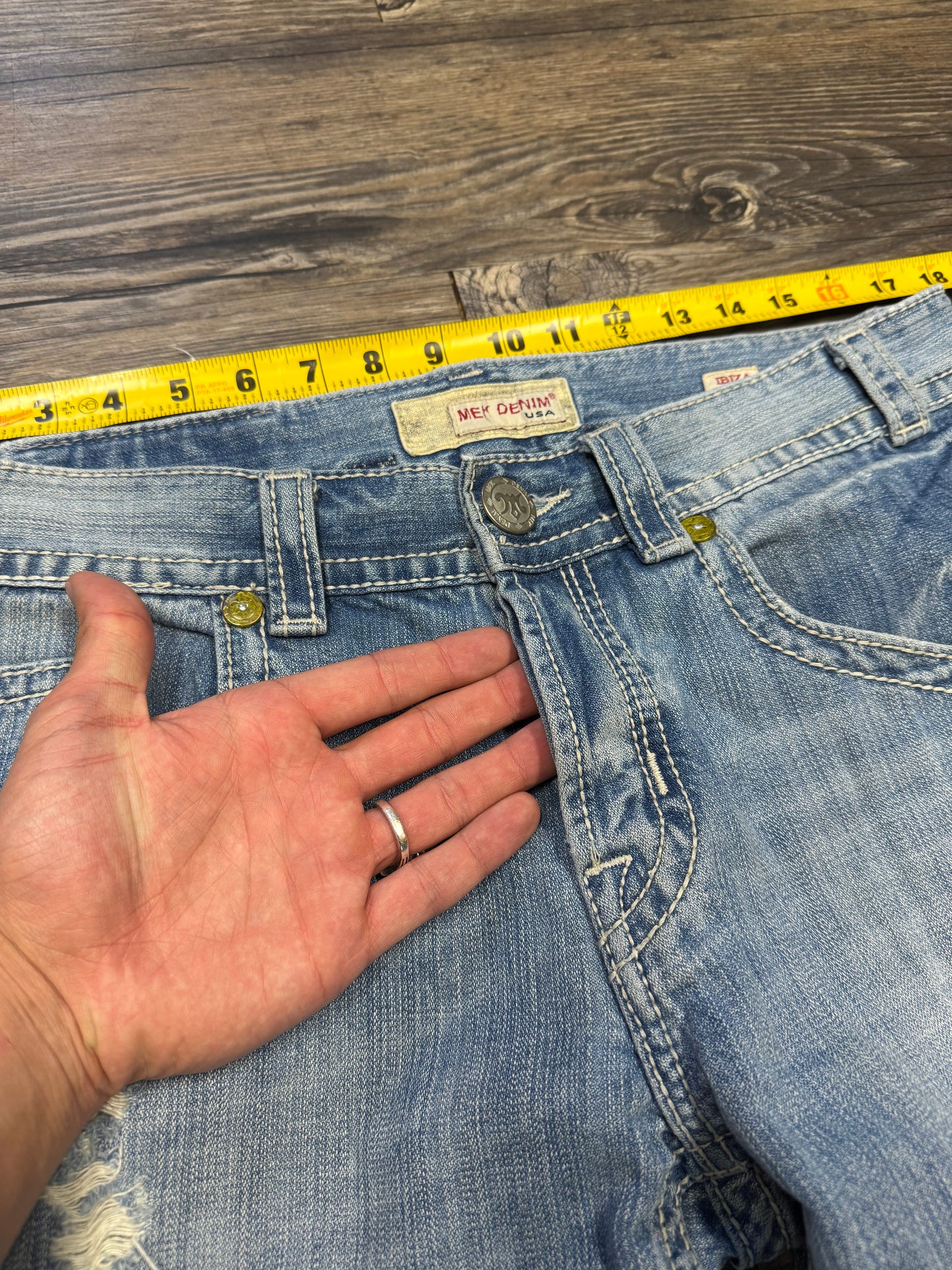 Y2K MEK DENIM EMBROIDERED JEANS (34)