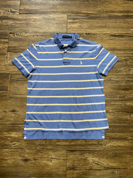 RALPH LAUREN STRIPED BABY BLUE POLO (M)