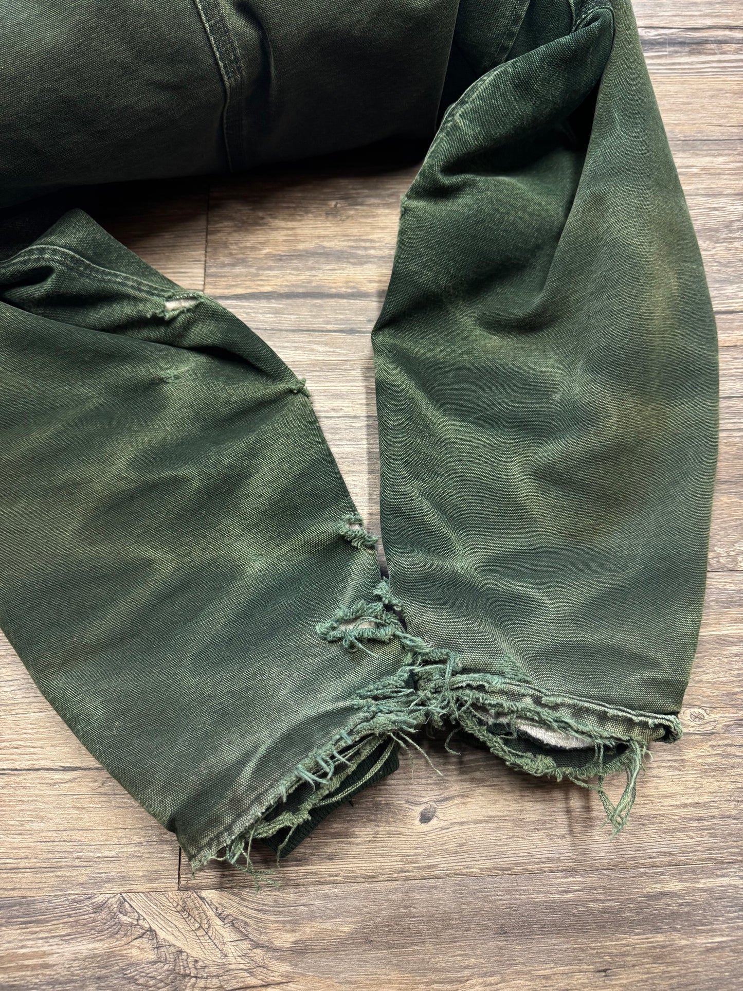 VINTAGE GREEN CARHARTT SHEARLING LINED HOODED JACKET (L)