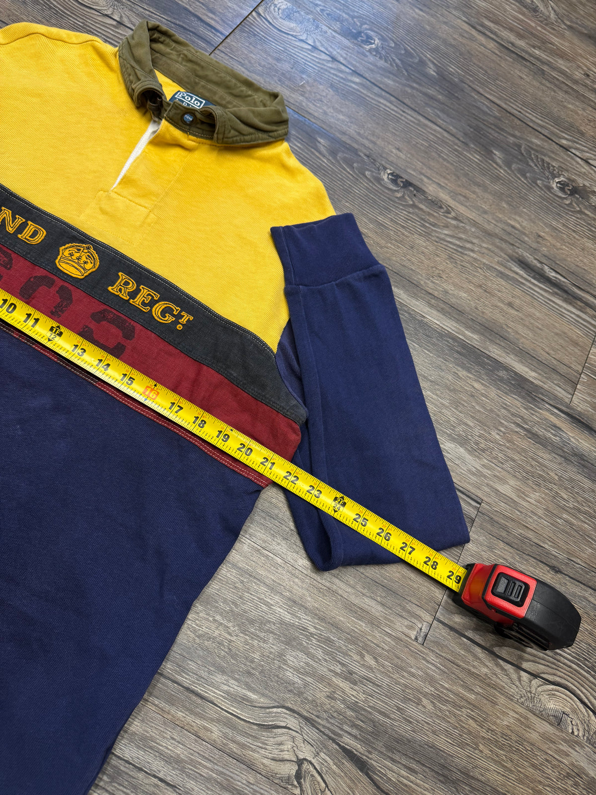 POLO RALPH LAUREN ‘2ND REGT’ COLOR BLOCKED RUGBY SHIRT (L)