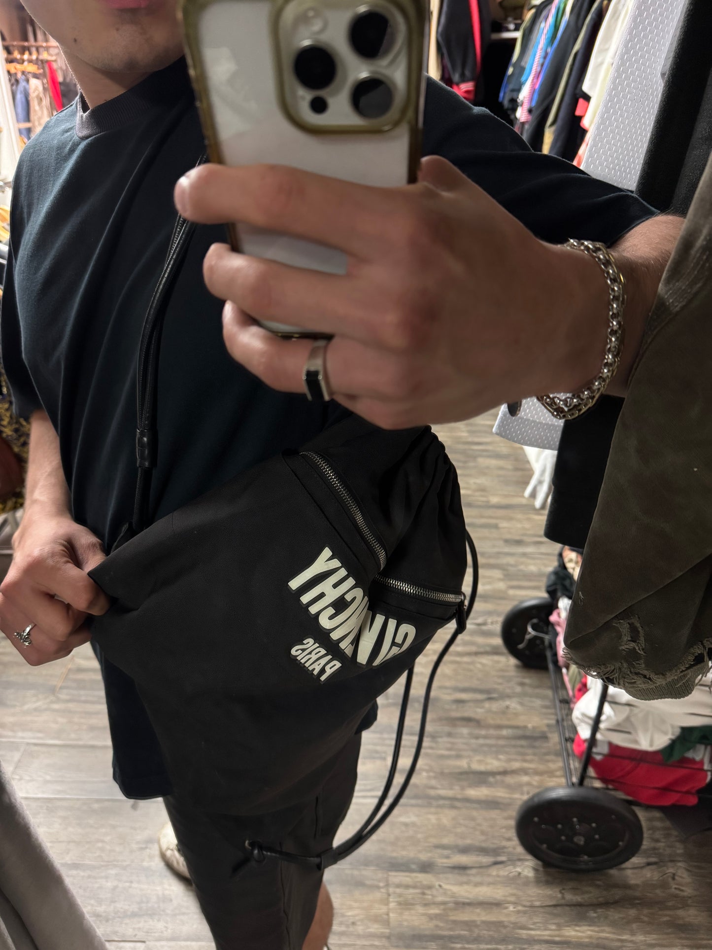 GIVENCHY PARIS NYLON DRAWSTRING BACKPACK (OS)
