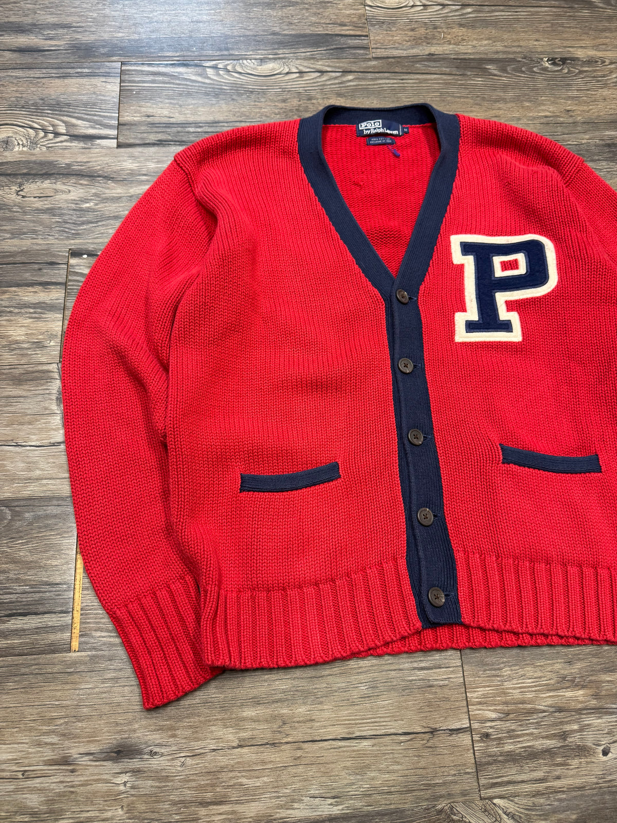 POLO RALPH LAUREN VARSITY LETTERMAN KNIT CARDIGAN (M)