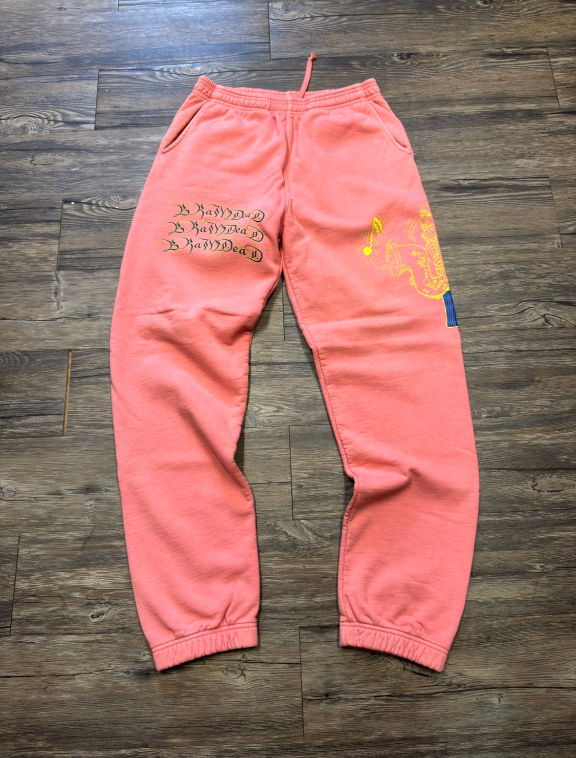 BRAINDEAD PINK LOGO SWEATPANTS (L)
