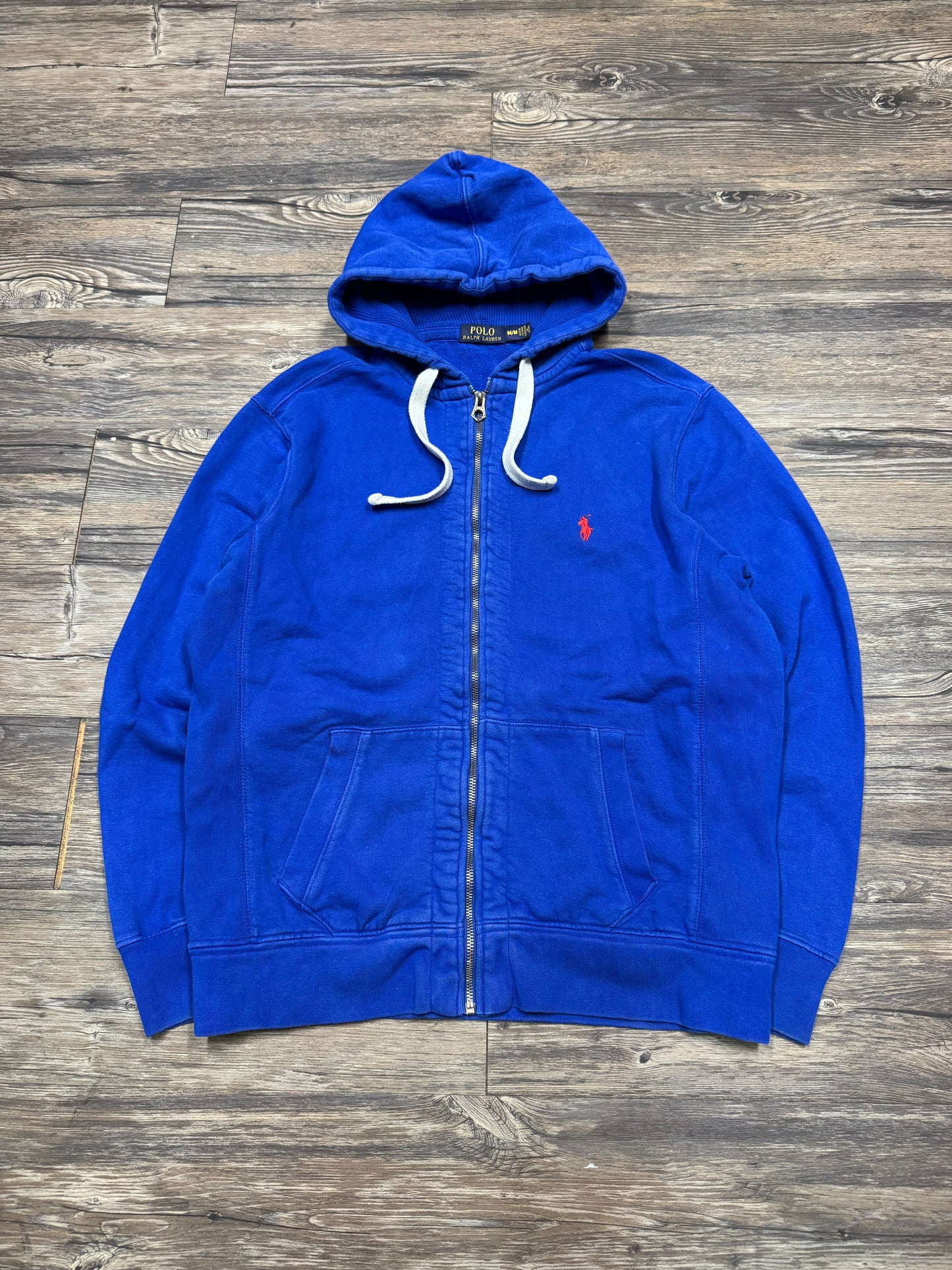 POLO RALPH LAUREN ‘ROYAL BLUE’ ZIP UP HOODED SWEATSHIRT (M)