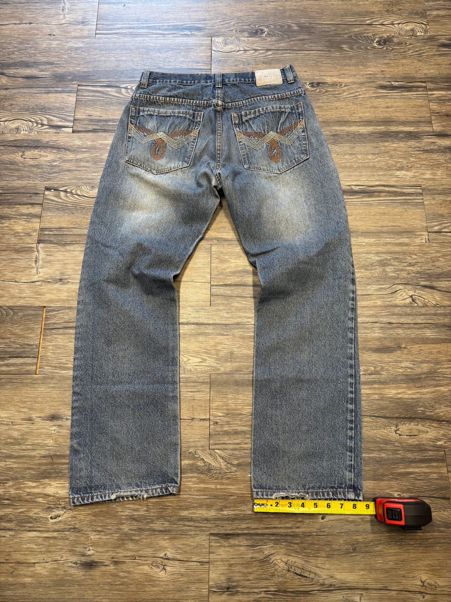 ATTITUDE BOOTCUT EMBROIDERED FADED JEANS (34x32)