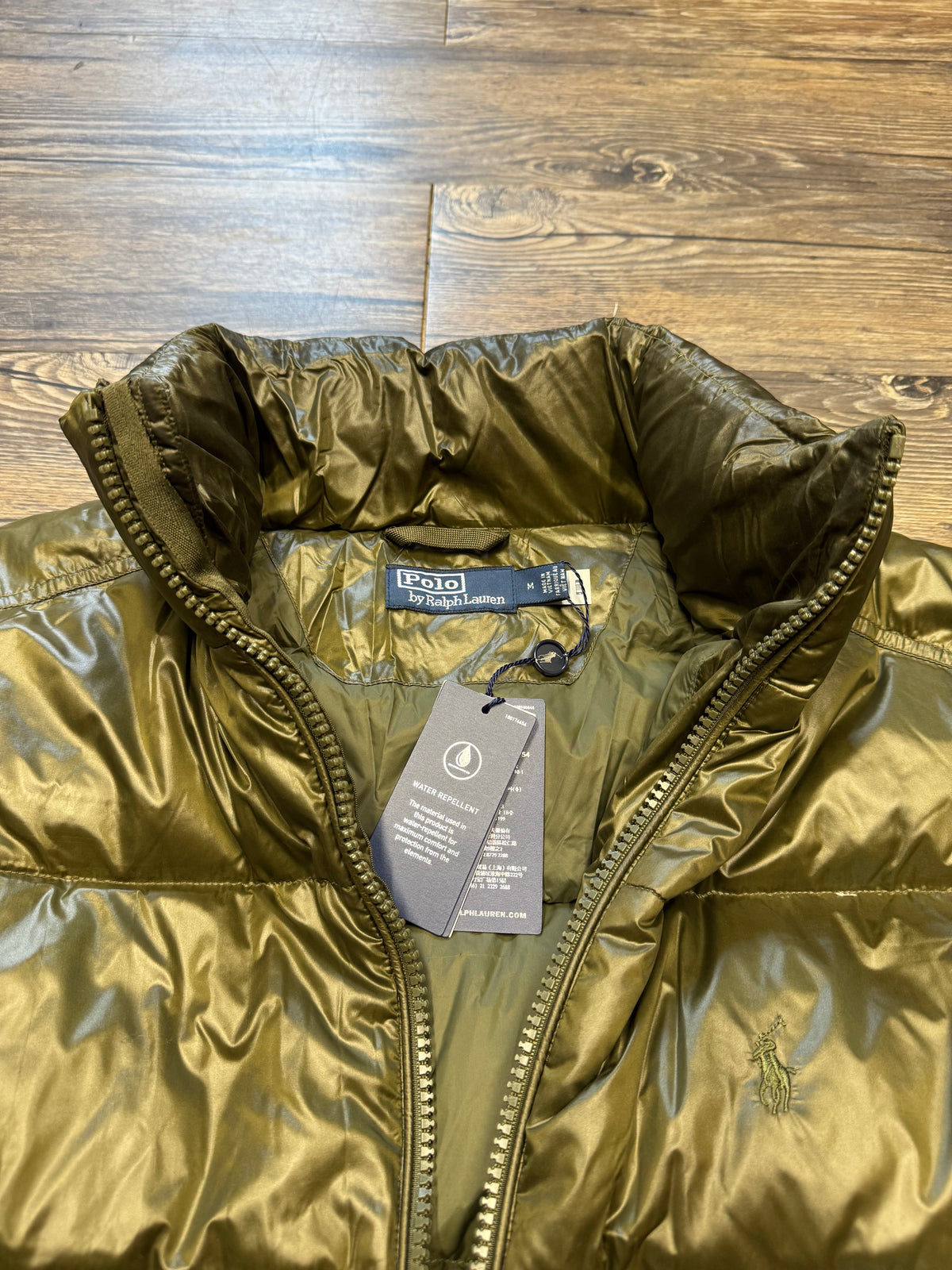 POLO RALPH LAUREN MILITARY GREEN PUFFER JACKET (M)