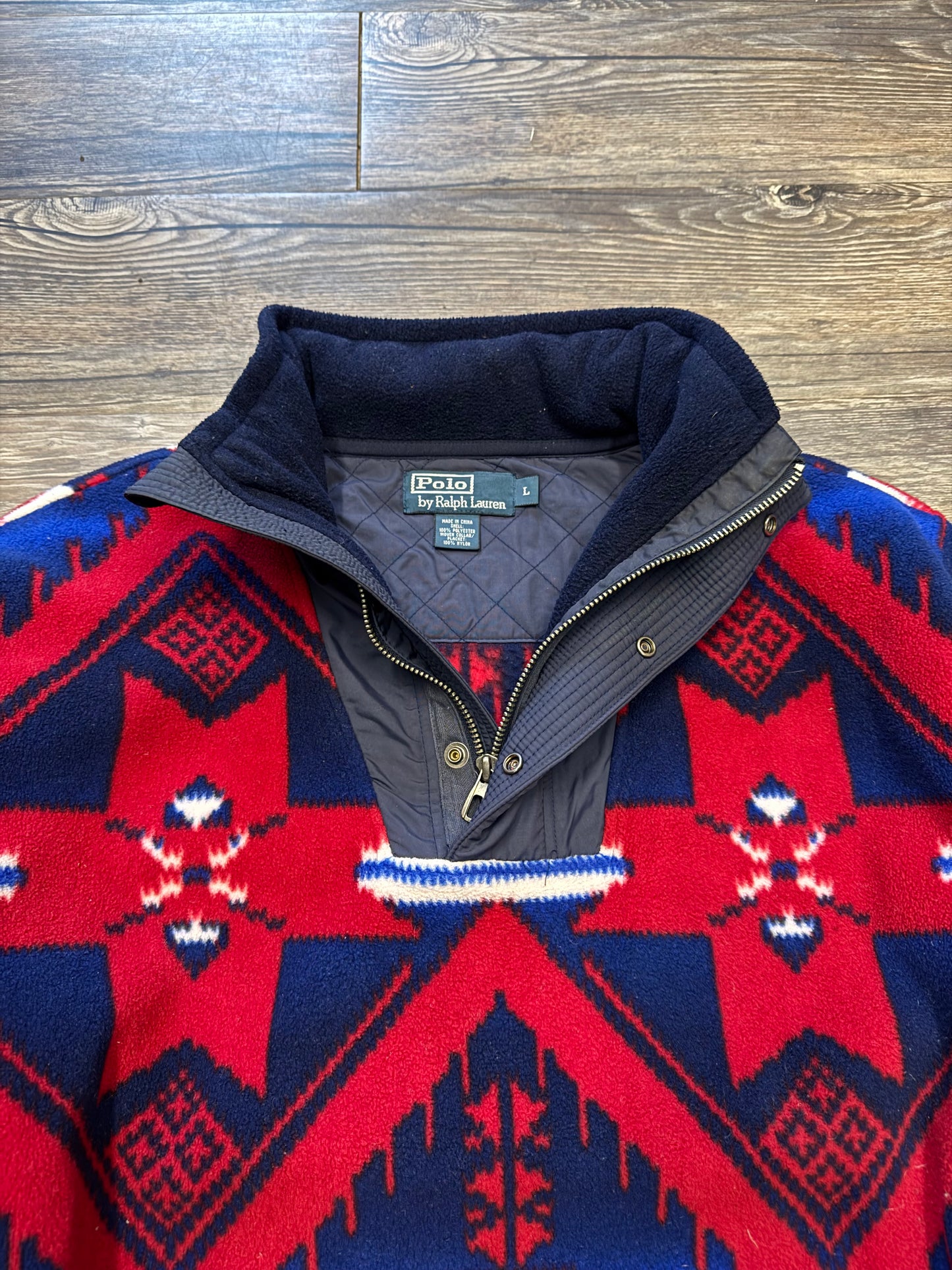 POLO RALPH LAUREN VTG AZTEC FLEECE QUARTER ZIP (L)