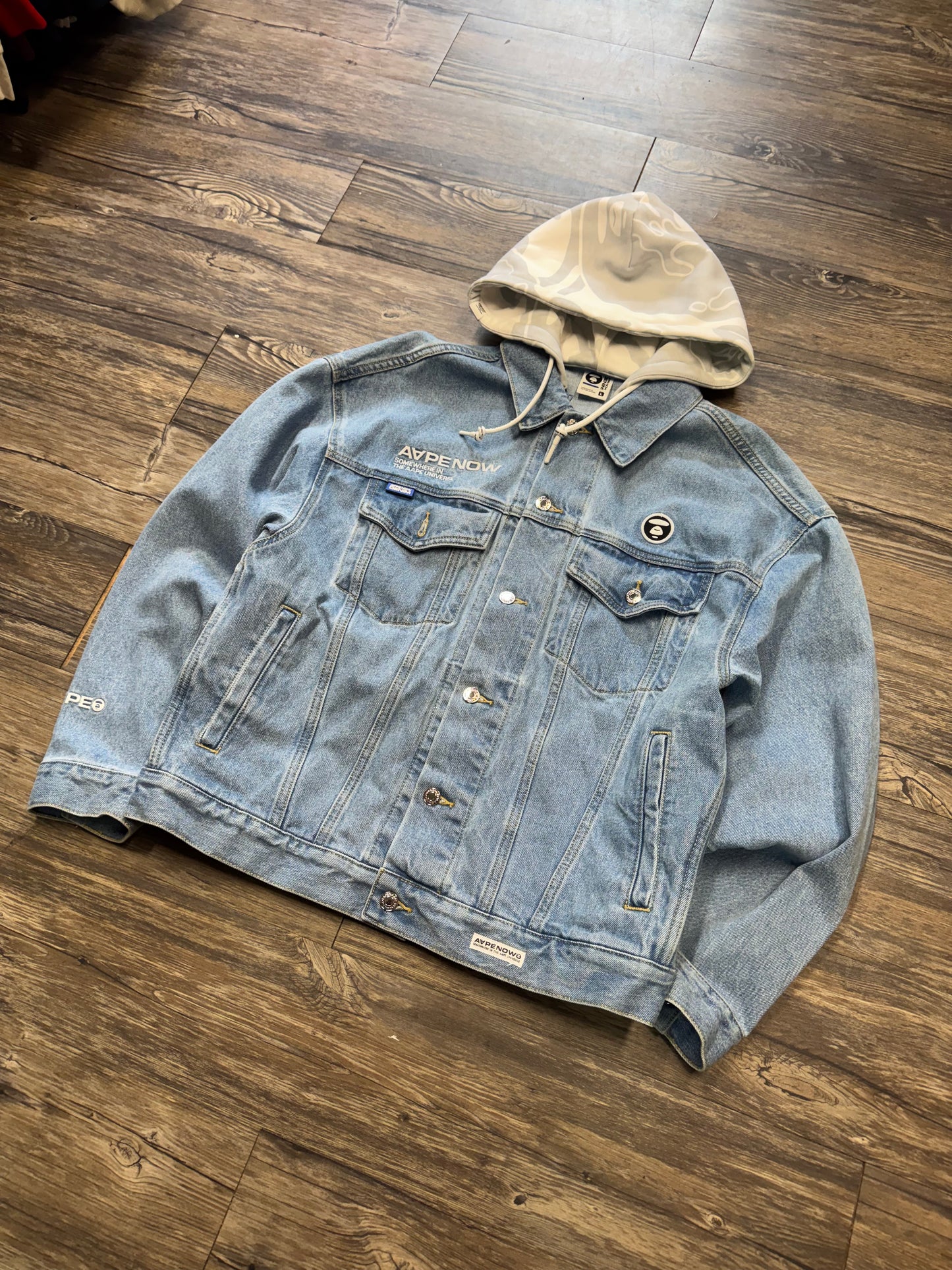 AAPE DENIM HOODED JACKET (L)