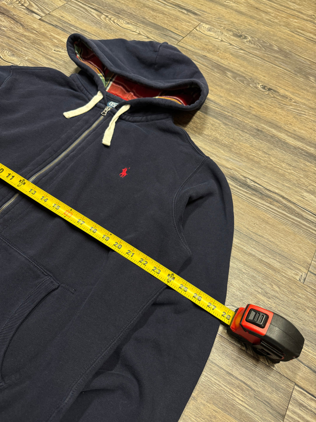 POLO RALPH LAUREN PLAID LINED CLASSIC ZIP UP HOODIE (XL)