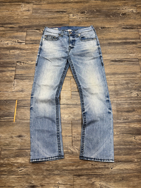 TRUE RELIGION SUPER-T STITCH FLAPLESS LIGHTWASH JEANS (31)
