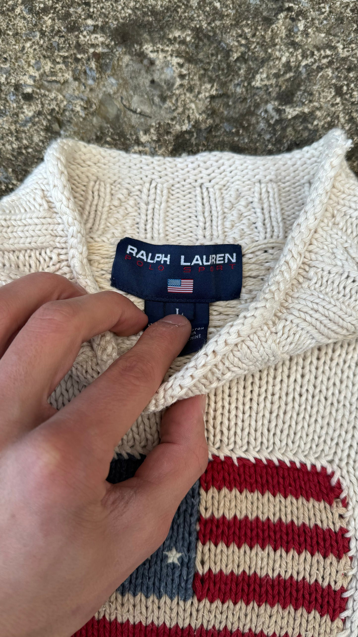 POLO SPORT AMERICAN FLAG SWEATER (L)