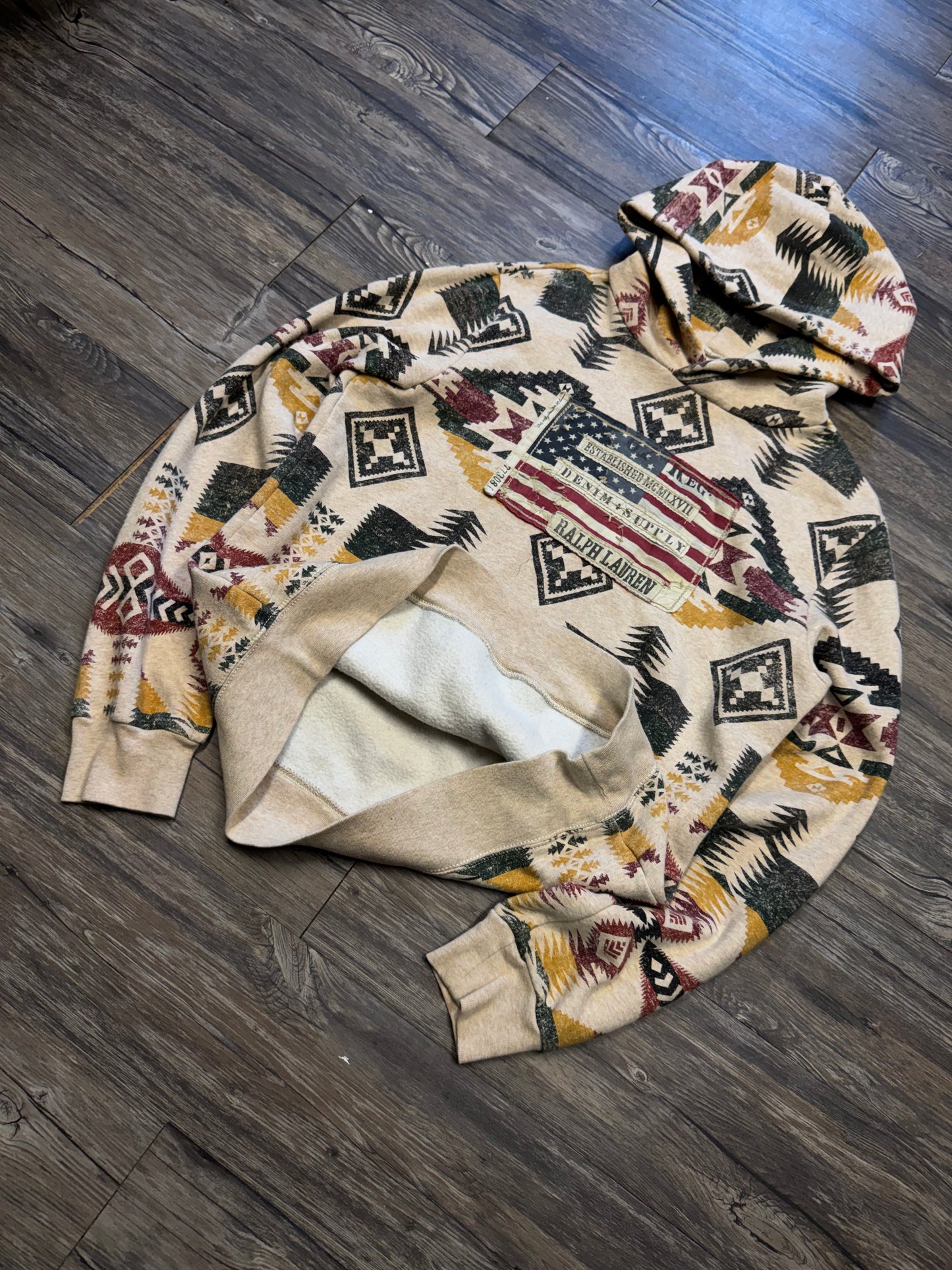 RALPH LAUREN DENIM & SUPPLY SOUTHWESTERN AMERICAN AZTEC HOODIE (M)