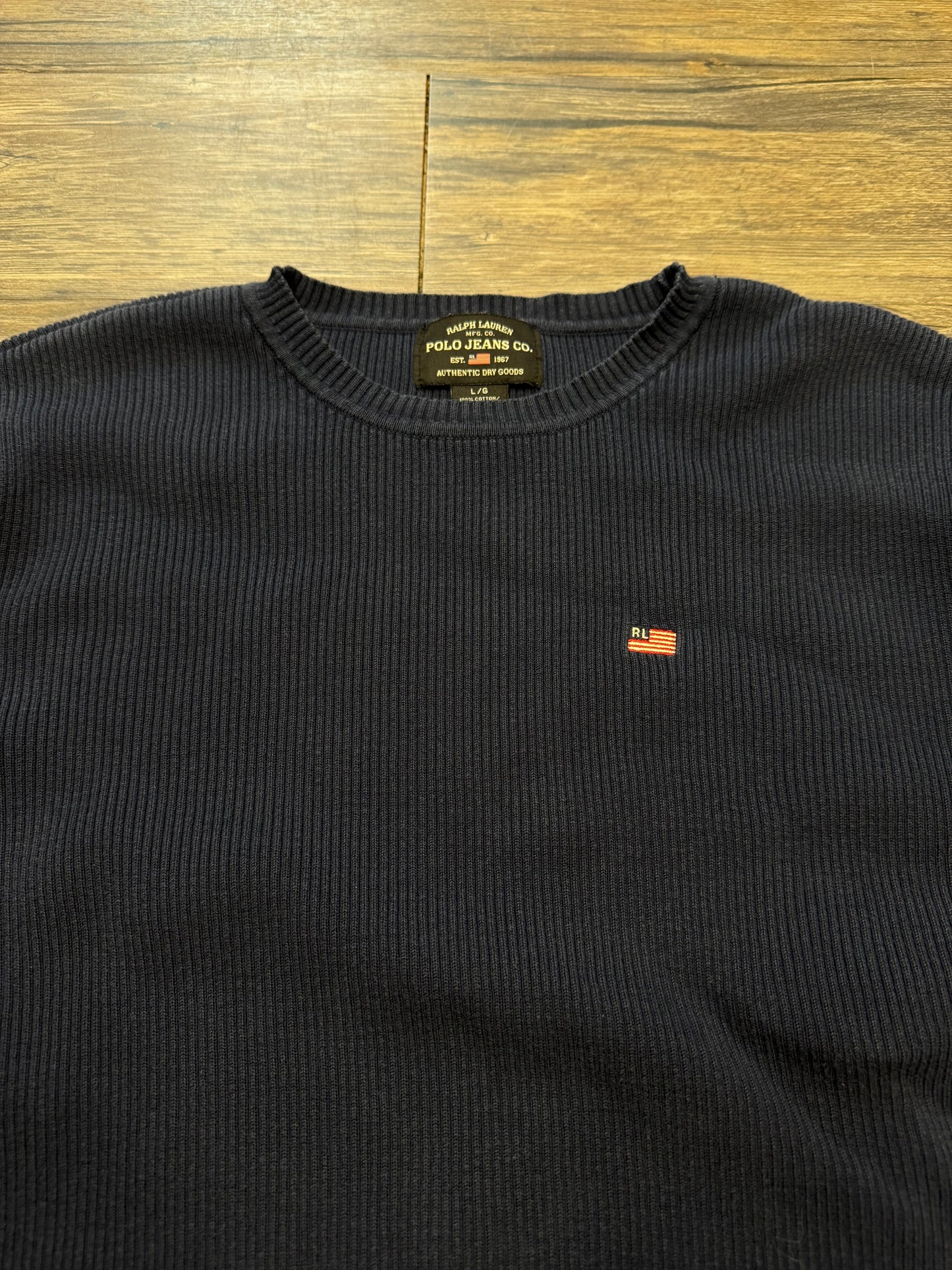 POLO JEANS AMERICAN FLAG RIBBED SWEATER (L)