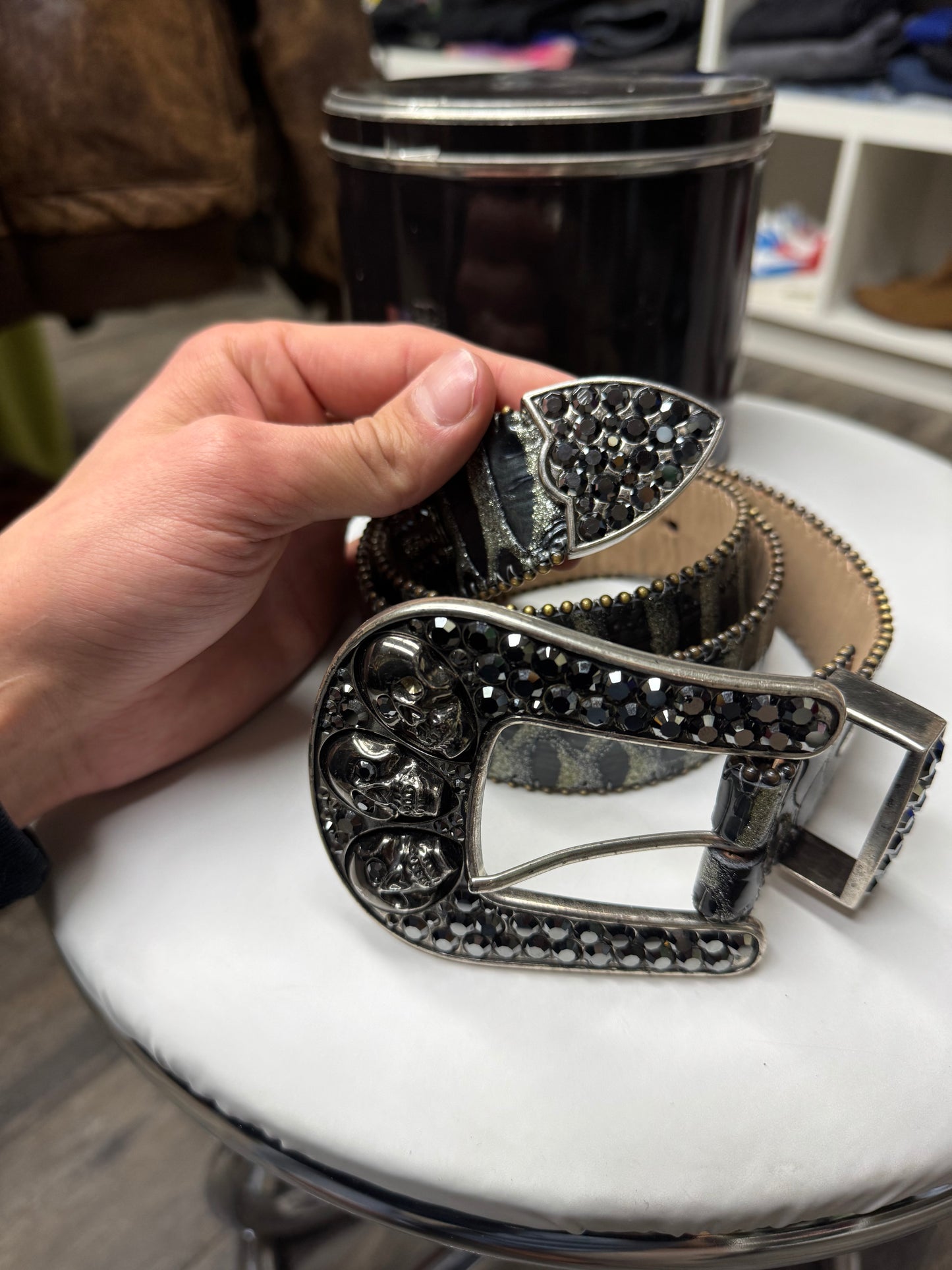 BB SIMON PYTHON LEATHER BLACK STUDS (30-36)