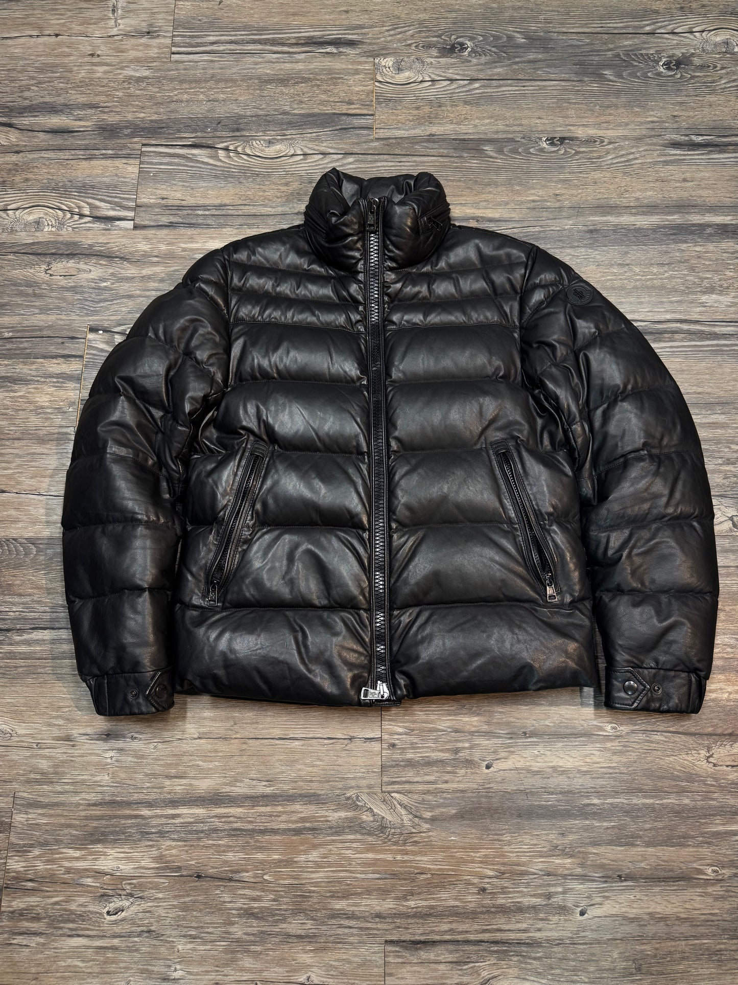 MONCLER LEATHER PUFER JACKET (MEDIUM)
