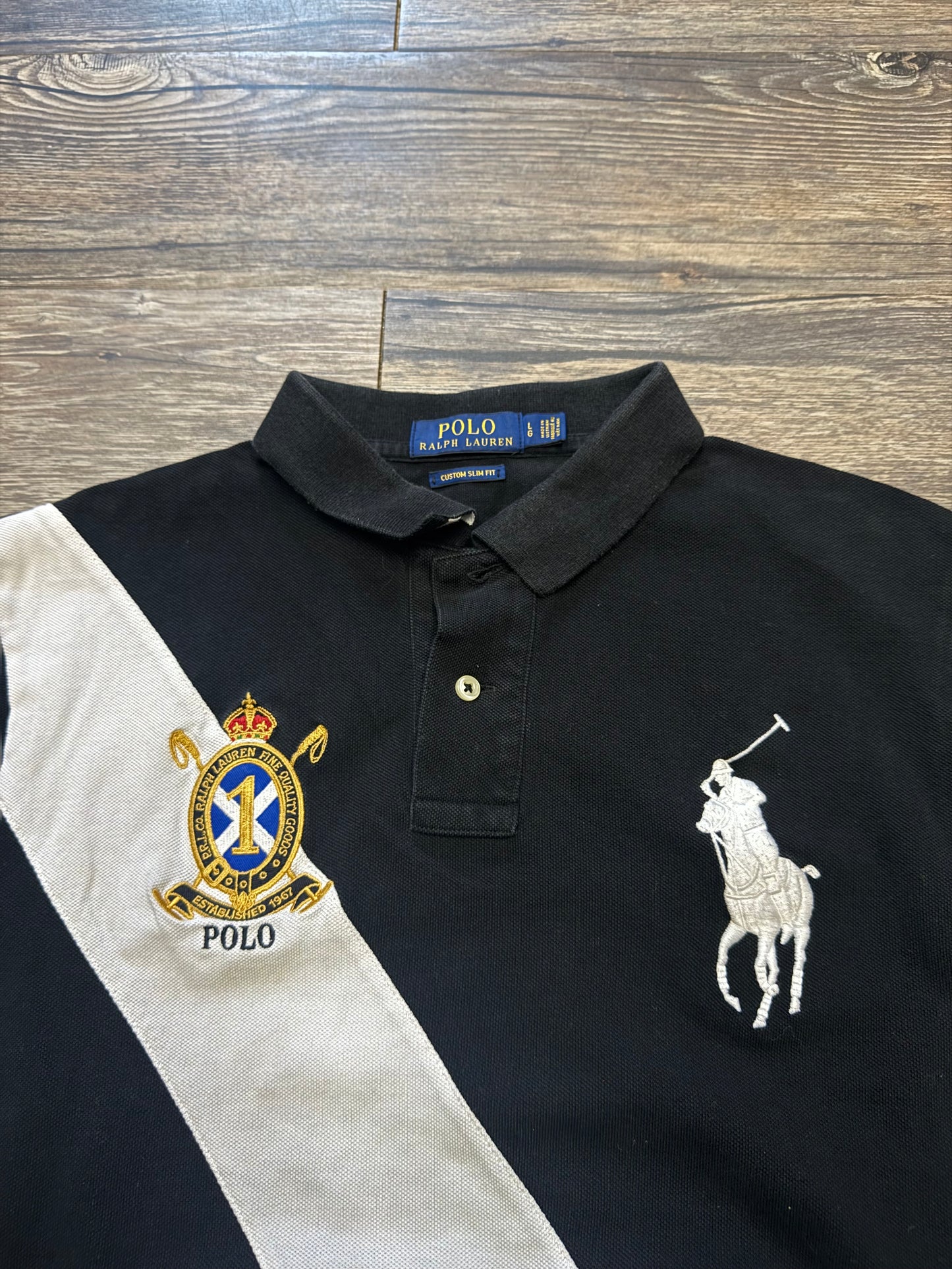 POLO RALPH LAUREN BLACK STRIPE POLO (L)