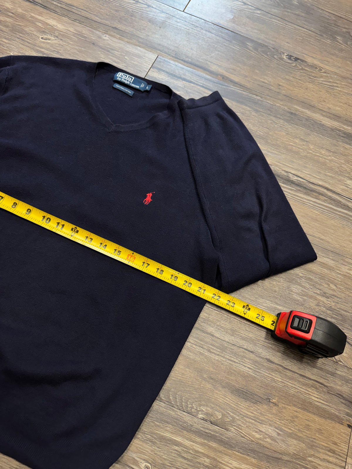 POLO RALPH LAUREN PIMA PULLOVER V NECK CREWNECK (L)