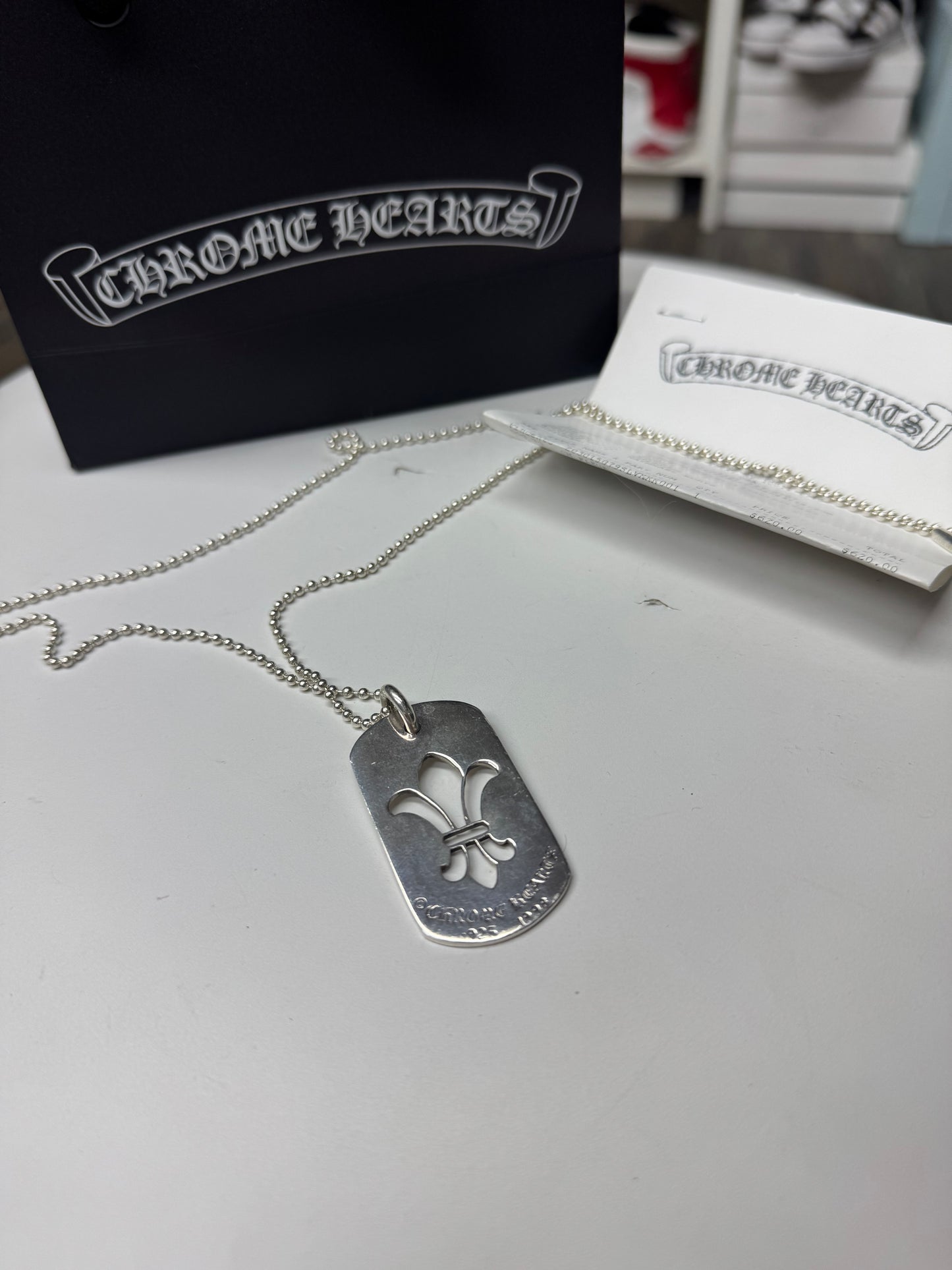 CHROME HEARTS .925 LE FLEUR DOG TAG + BALL CHAIN (OS)