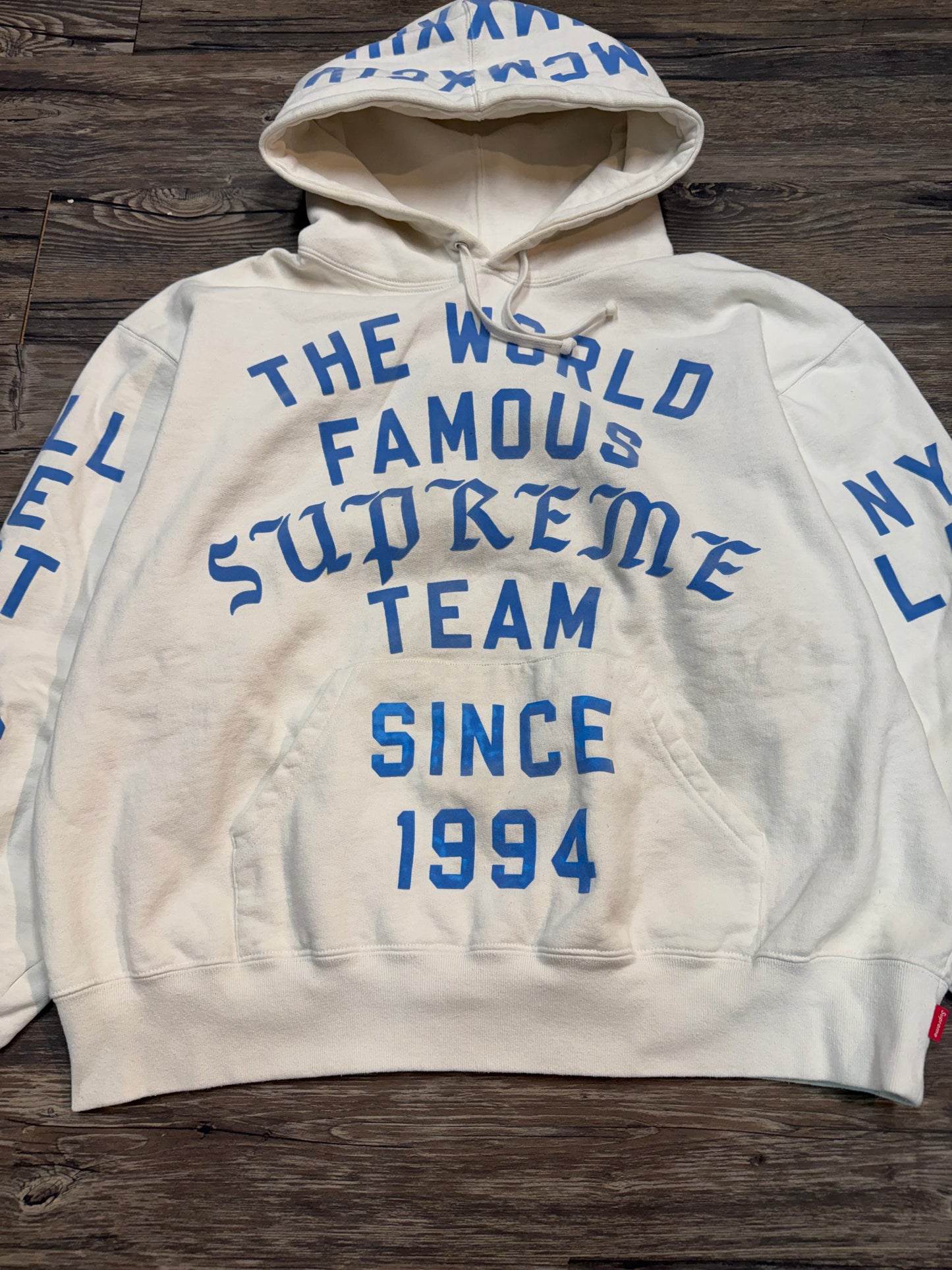 SUPREME "WORLD FAMOUS" TEXT HOODIE (MEDIUM)
