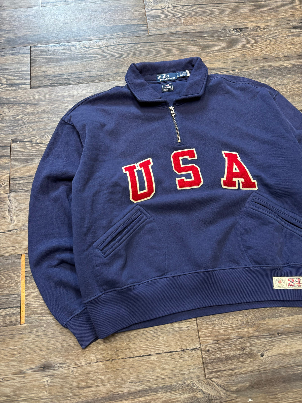 POLO RALPH LAUREN USA QUARTER ZIP SWEATSHIRT (XL)