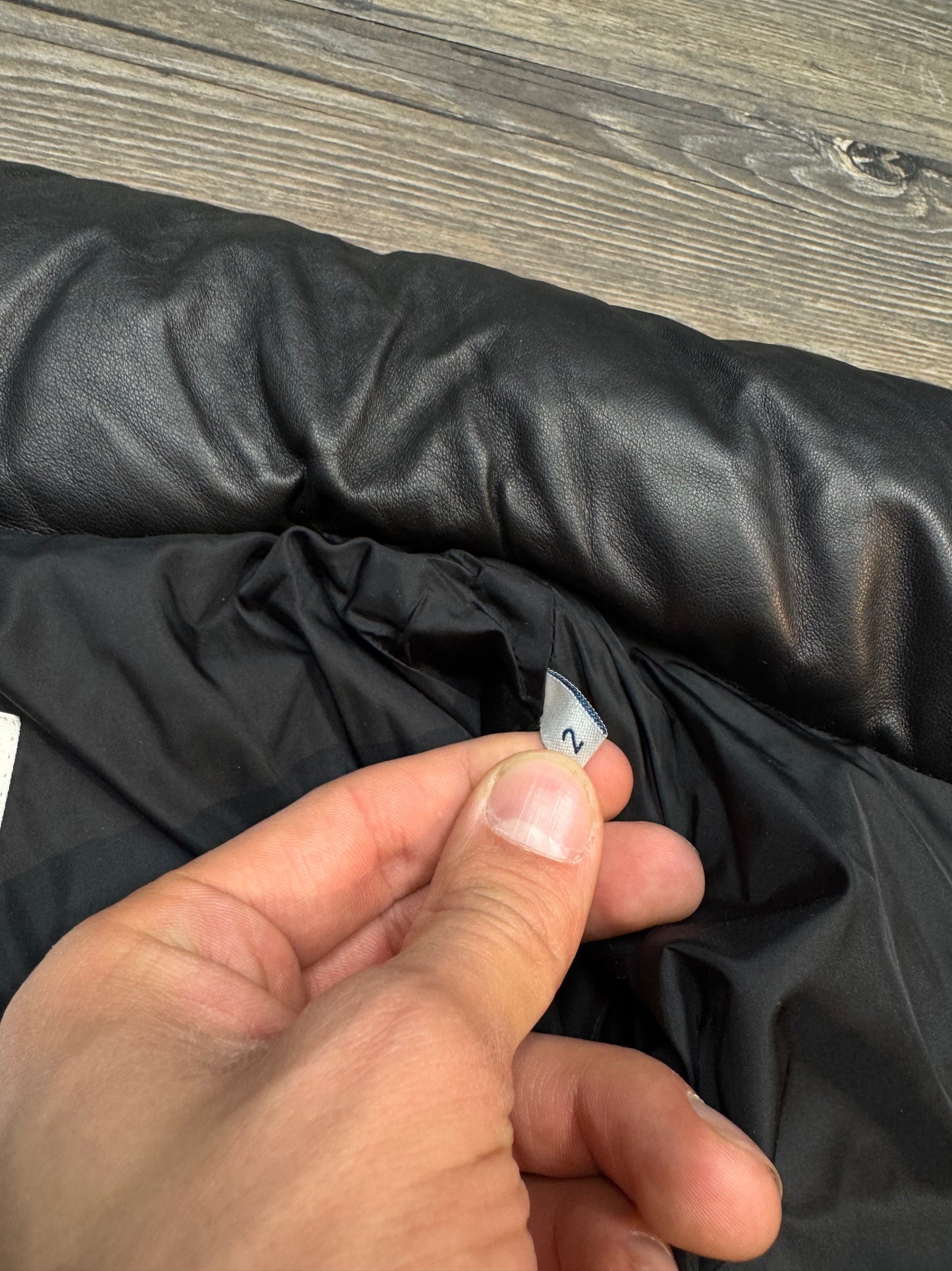 MONCLER LEATHER PUFER JACKET (MEDIUM)