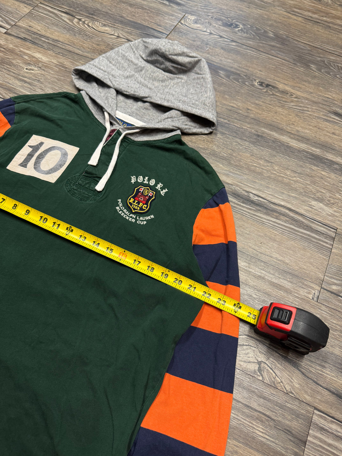 POLO RALPH LAUREN STRIPED R.L.P.C BLEECKER CUP HENLEY HOODIE (L)