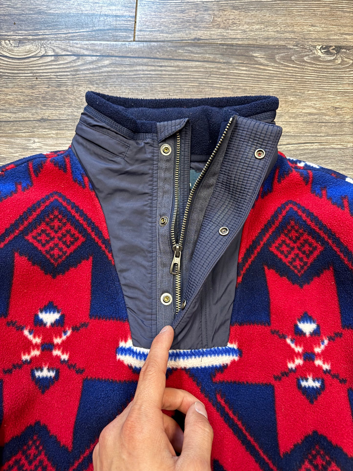 POLO RALPH LAUREN VTG AZTEC FLEECE QUARTER ZIP (L)