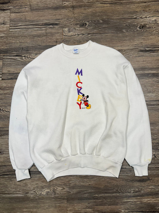 VINTAGE MICKEY MOUSE EMBROIDERED GRAPHIC CREWNECK (XL)