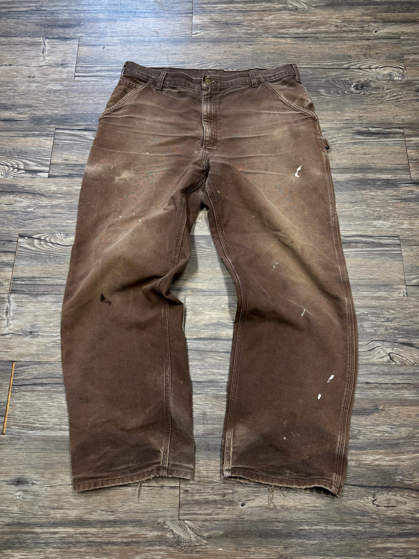 MOCHA CARHARTT DISTRESSED BAGGY CARPENTER PANTS (36x32)