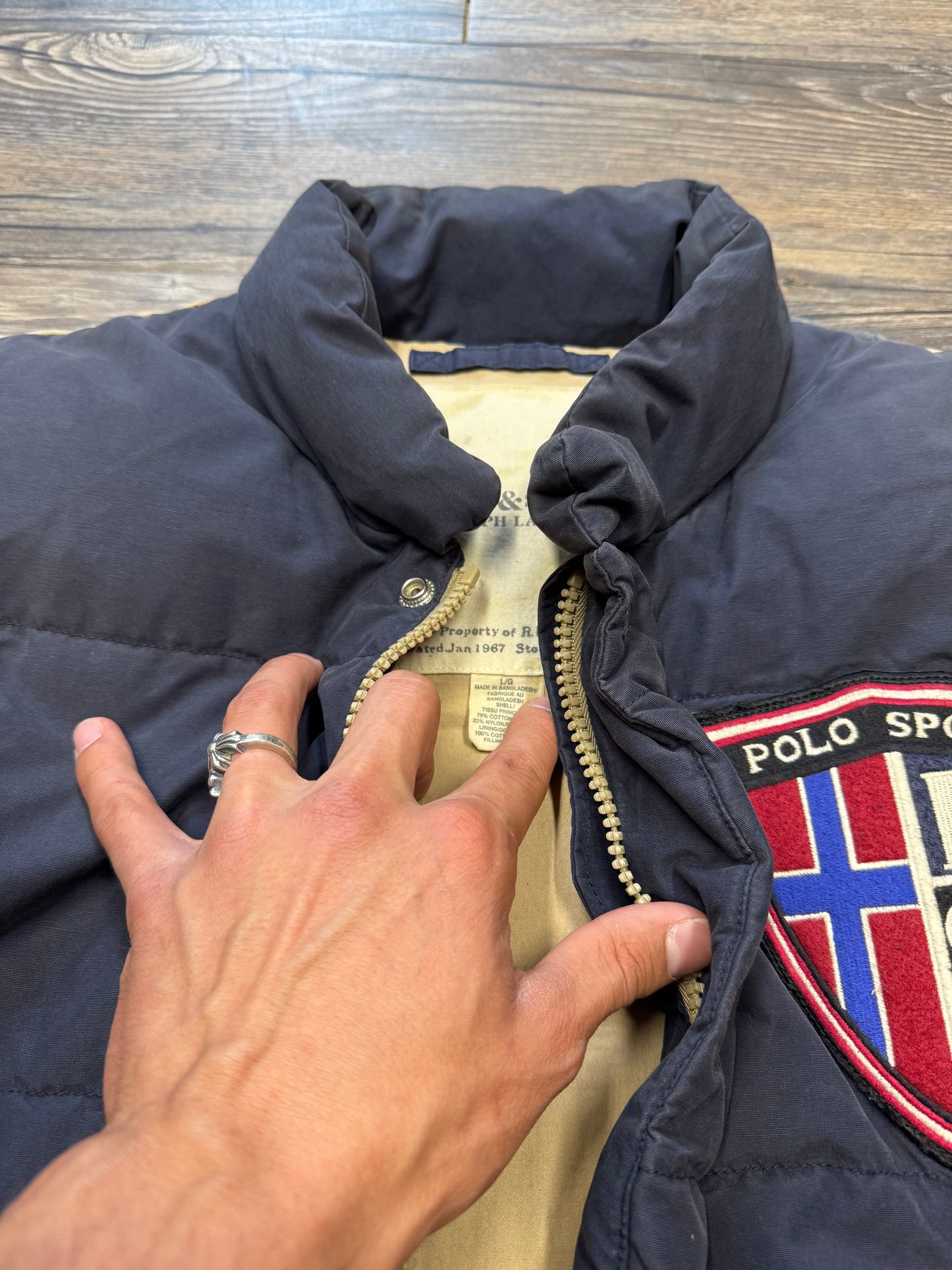 POLO RALPH LAUREN DENIM & SUPPLY AMERICAN FLAG PUFFER VEST (L)