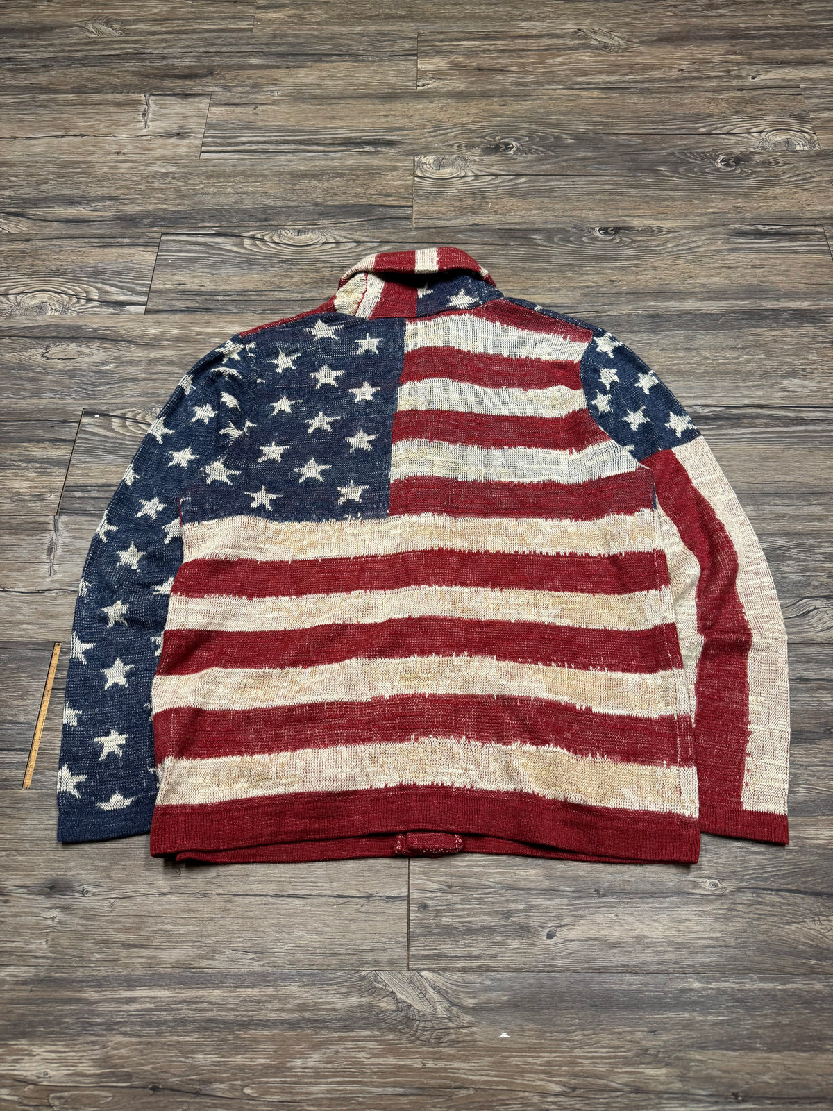 POLO RALPH LAUREN DENIM & SUPPLY AMERICAN FLAG BUTTON UP SHAWL (L)