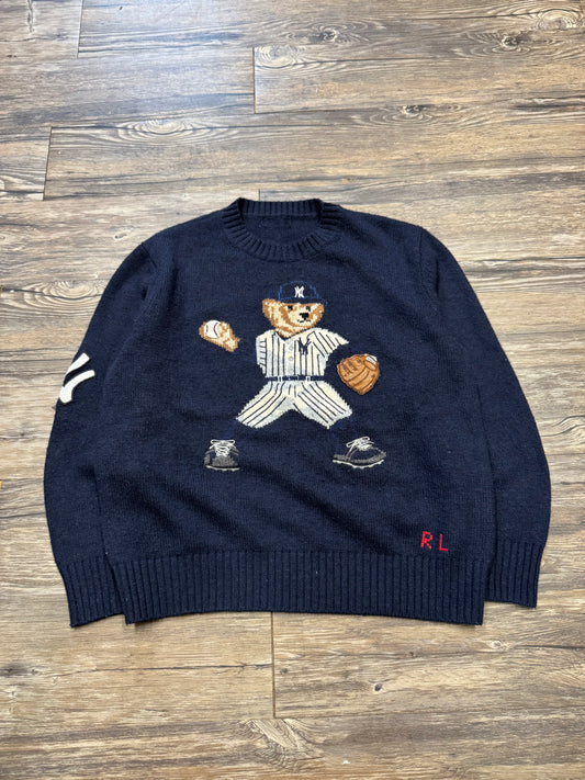 POLO RALPH LAUREN NY YANKEES BASEBALL KNIT SWEATER (S)