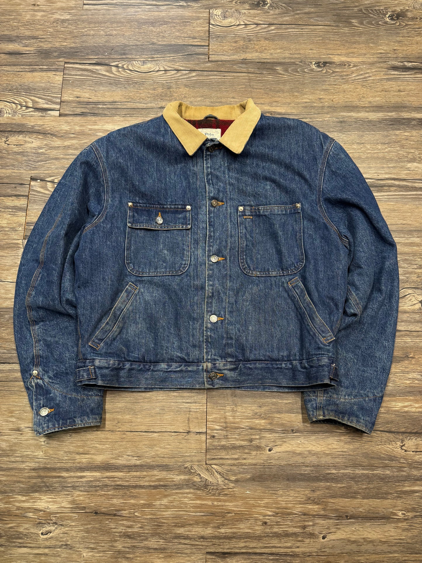 VINTAGE POLO RALPH LAUREN LINED DENIM TRUCKER JACKET (L)