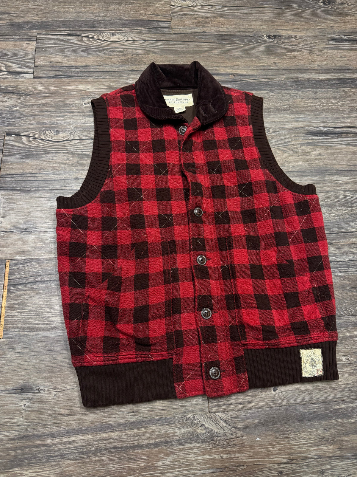 POLO RALPH LAUREN DENIM & SUPPLY PLAID VEST (L)