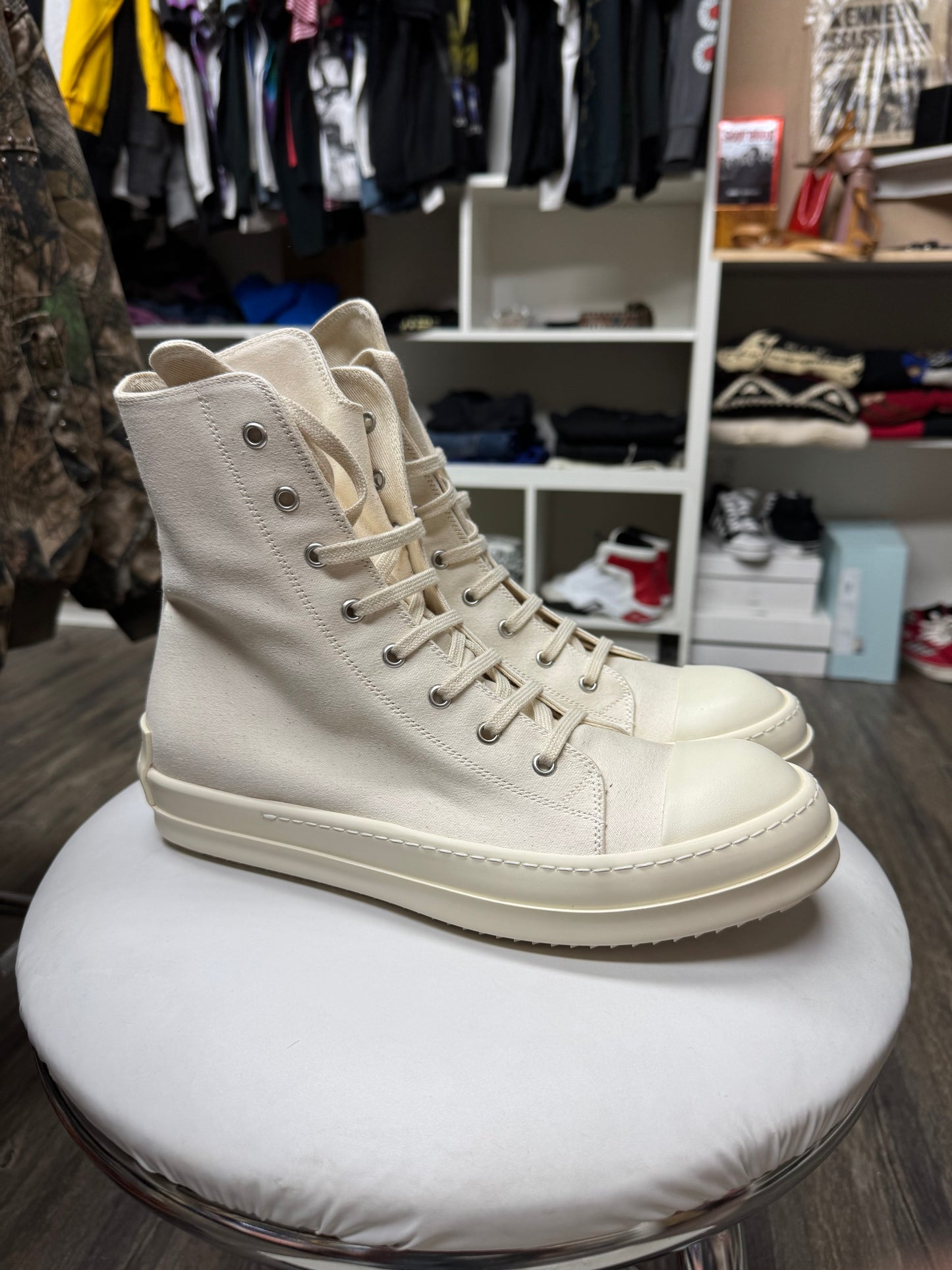 RICK OWENS DRKSHDW HI-TOP MILK RAMONES (9-9.5)