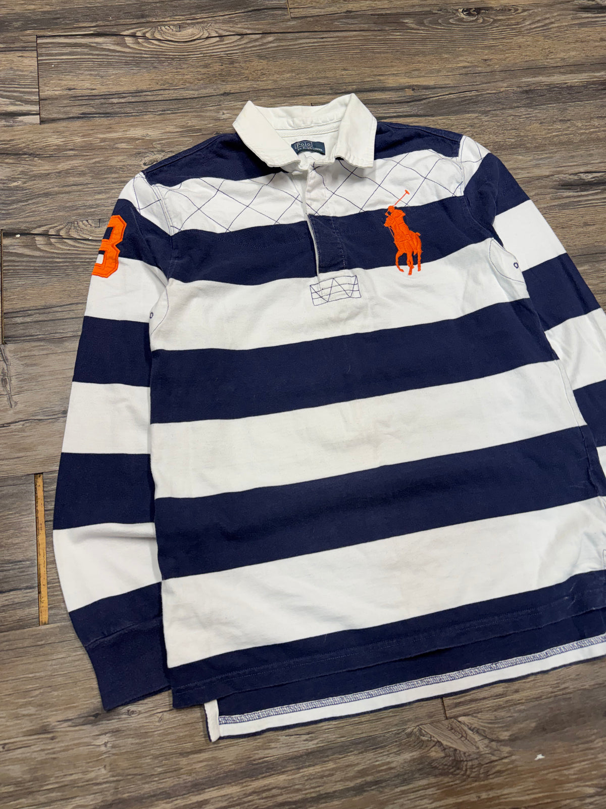 POLO RALPH LAUREN STRIPED BIG PONY RUGBY LONGSLEEVE SHIRT (M)