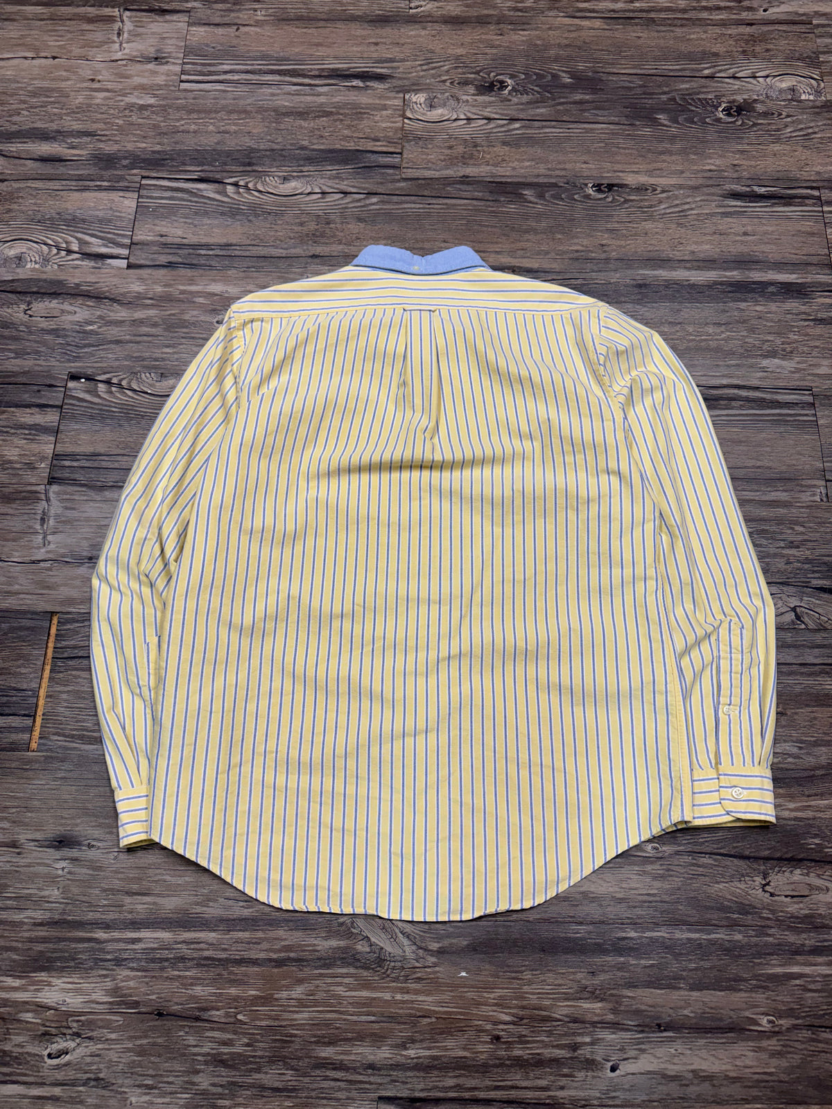 POLO RALPH LAUREN RUGBY PIN STRIPE BUTTON UP SHIRT (L)