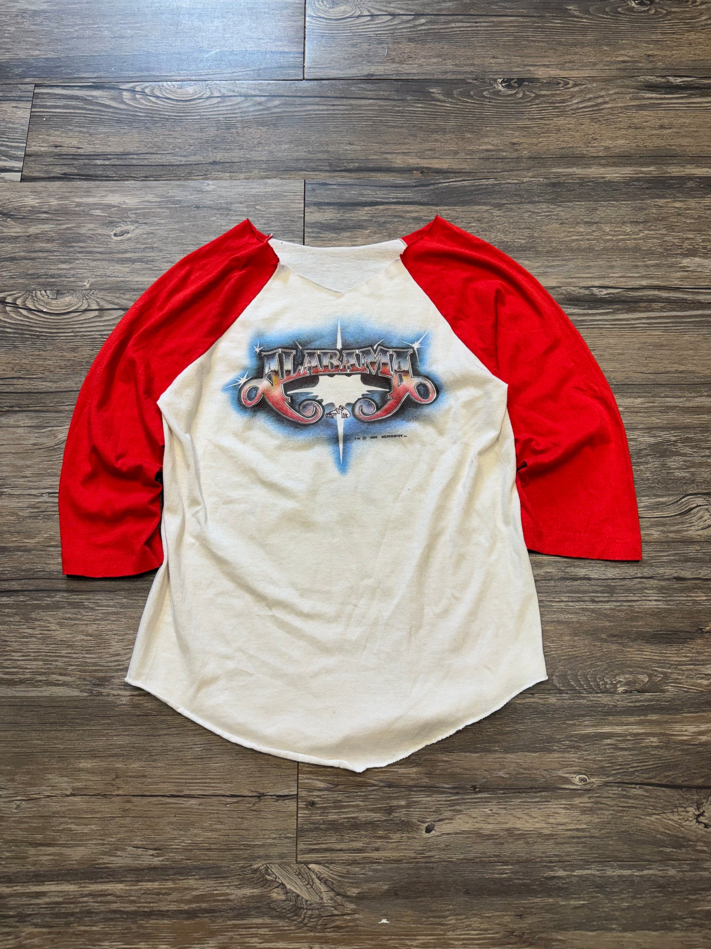 VINTAGE ALABAMA COUNTRY DISTRESED BASEBALL T-SHIRT (S)